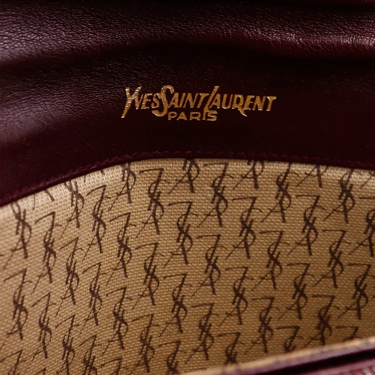 1970s Yves Saint Laurent Burgundy Leather Envelope Clutch Bag