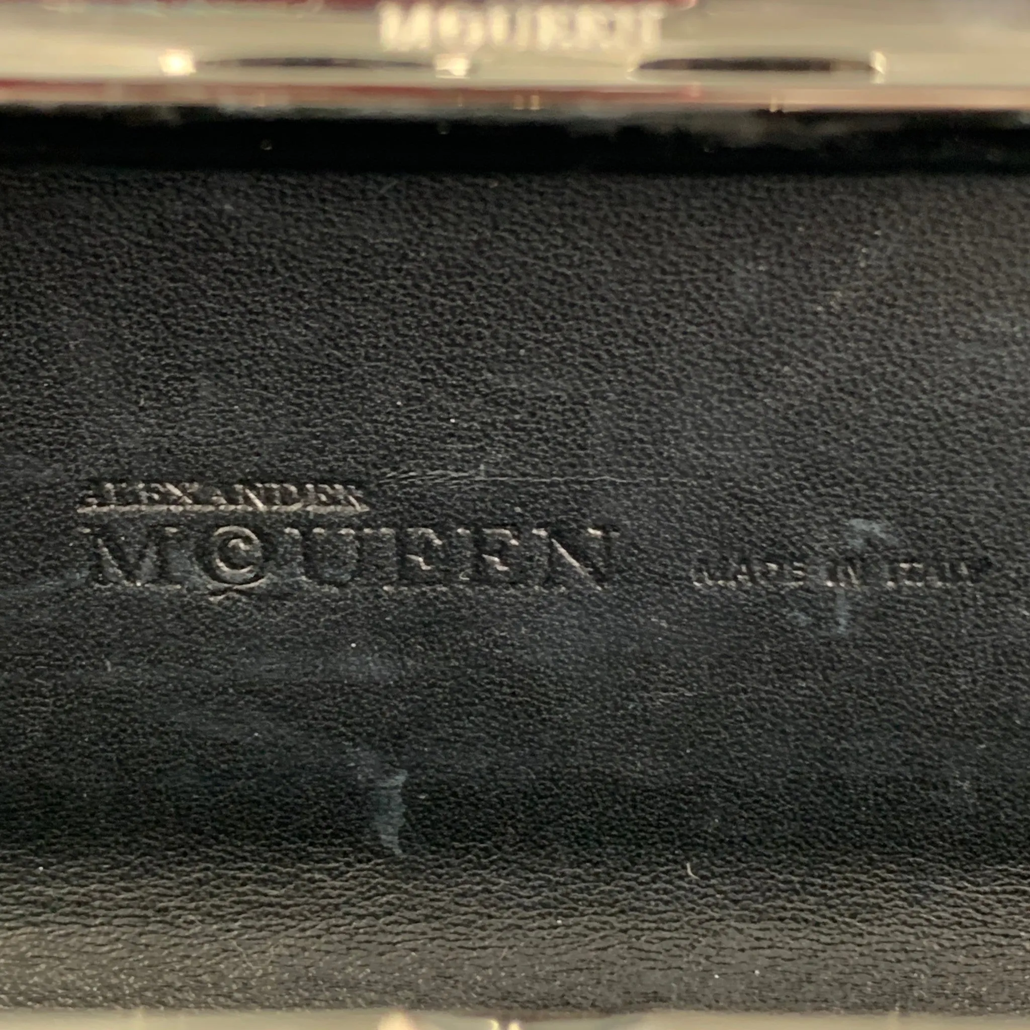ALEXANDER MCQUEEN Black Silver Studded Leather Metal Knuckle Clutch
