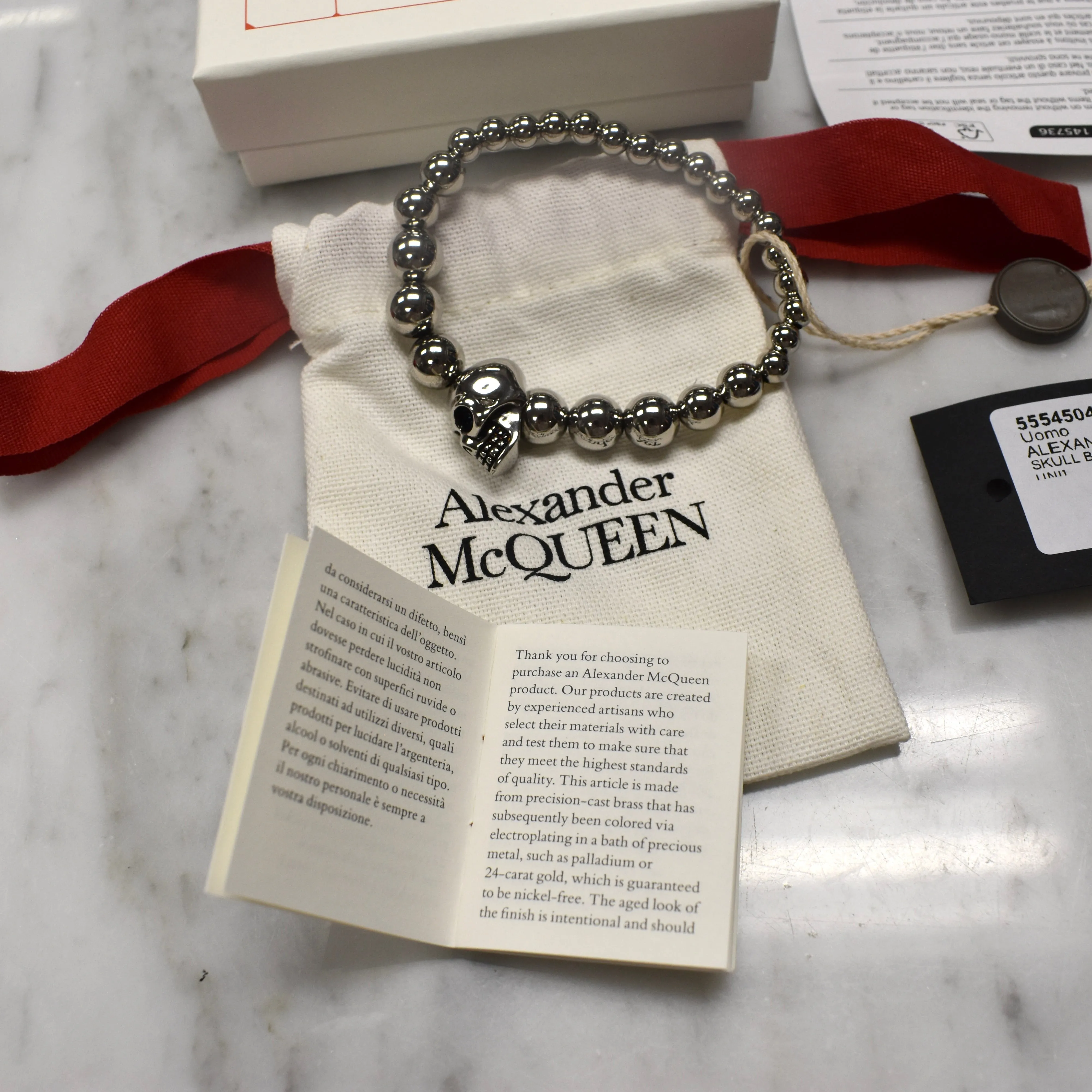 Alexander McQueen - Gunmetal Skull Bead Bracelet