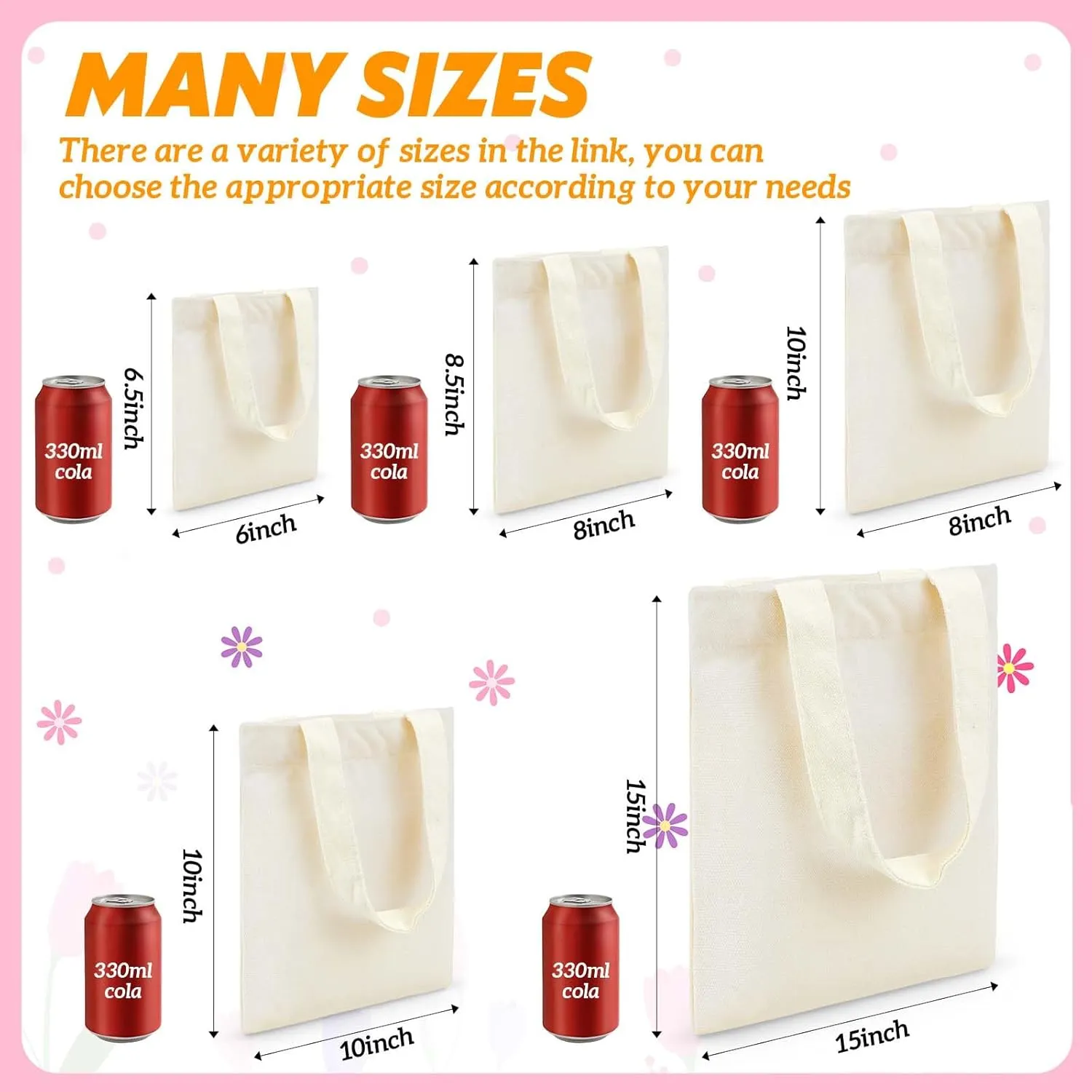 Amylove 72 Pcs Mini Tote Bag Sublimation Blank Canvas Tote Bags Reusable Grocery Luggage DIY Sack Goody for Party Even (8.5 x 8 Inch,Natural Color)