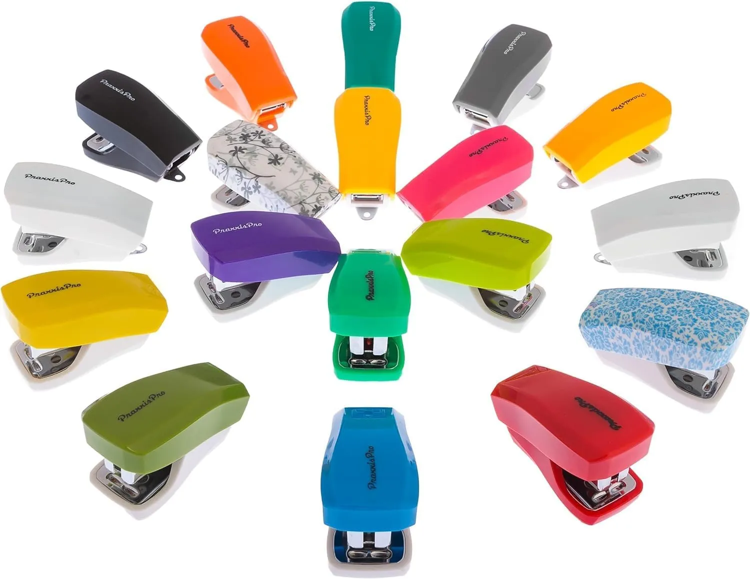 Aria Premium Mini Stapler Set by PraxxisPro - with Built-in Staple Removers, 2000 Standard Staples Included - for Office, School, and Travel, Set of 2, Bluebell & Dandelion