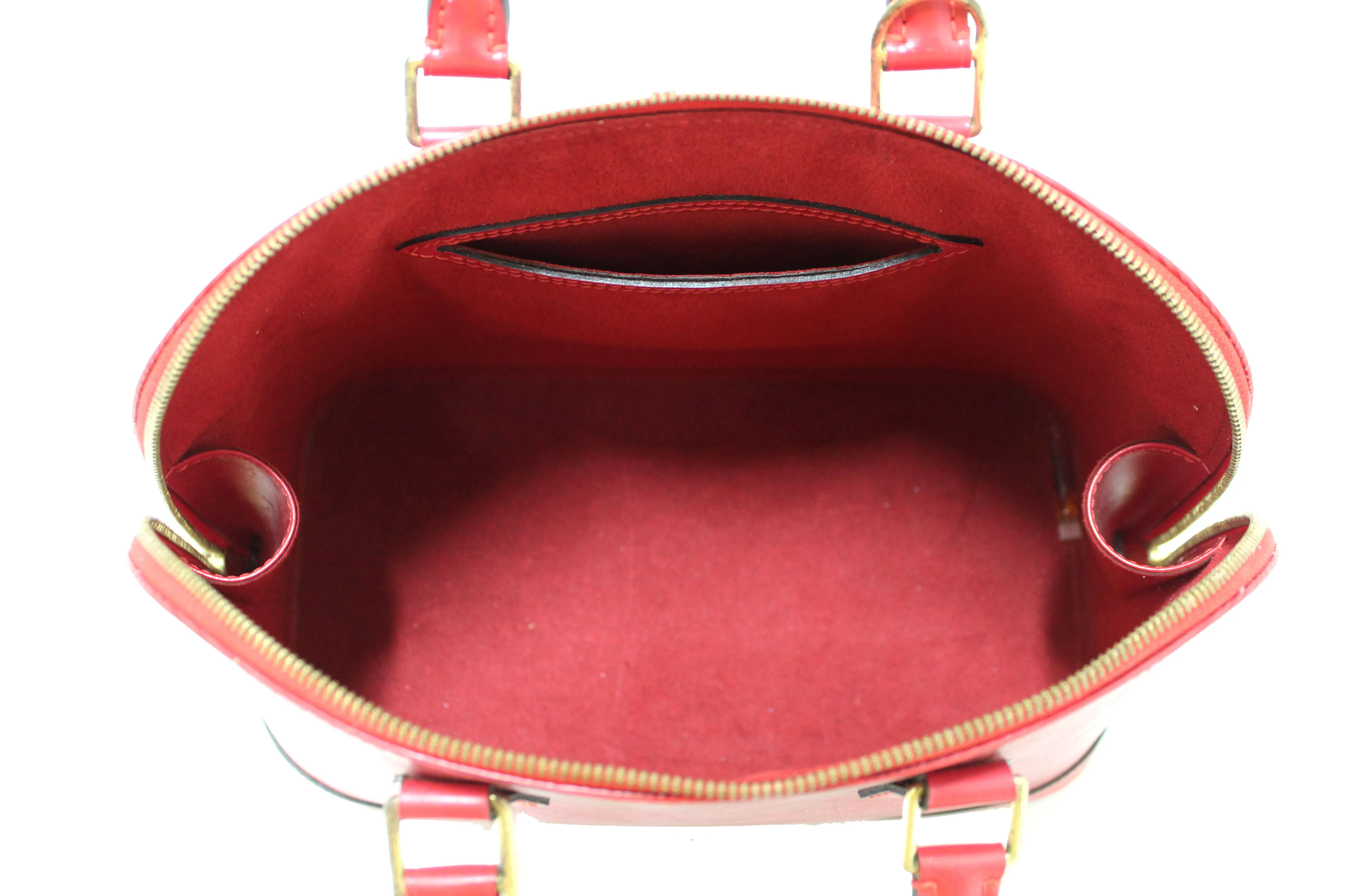 Authentic Louis Vuitton Red Epi Leather Alma PM Handbag
