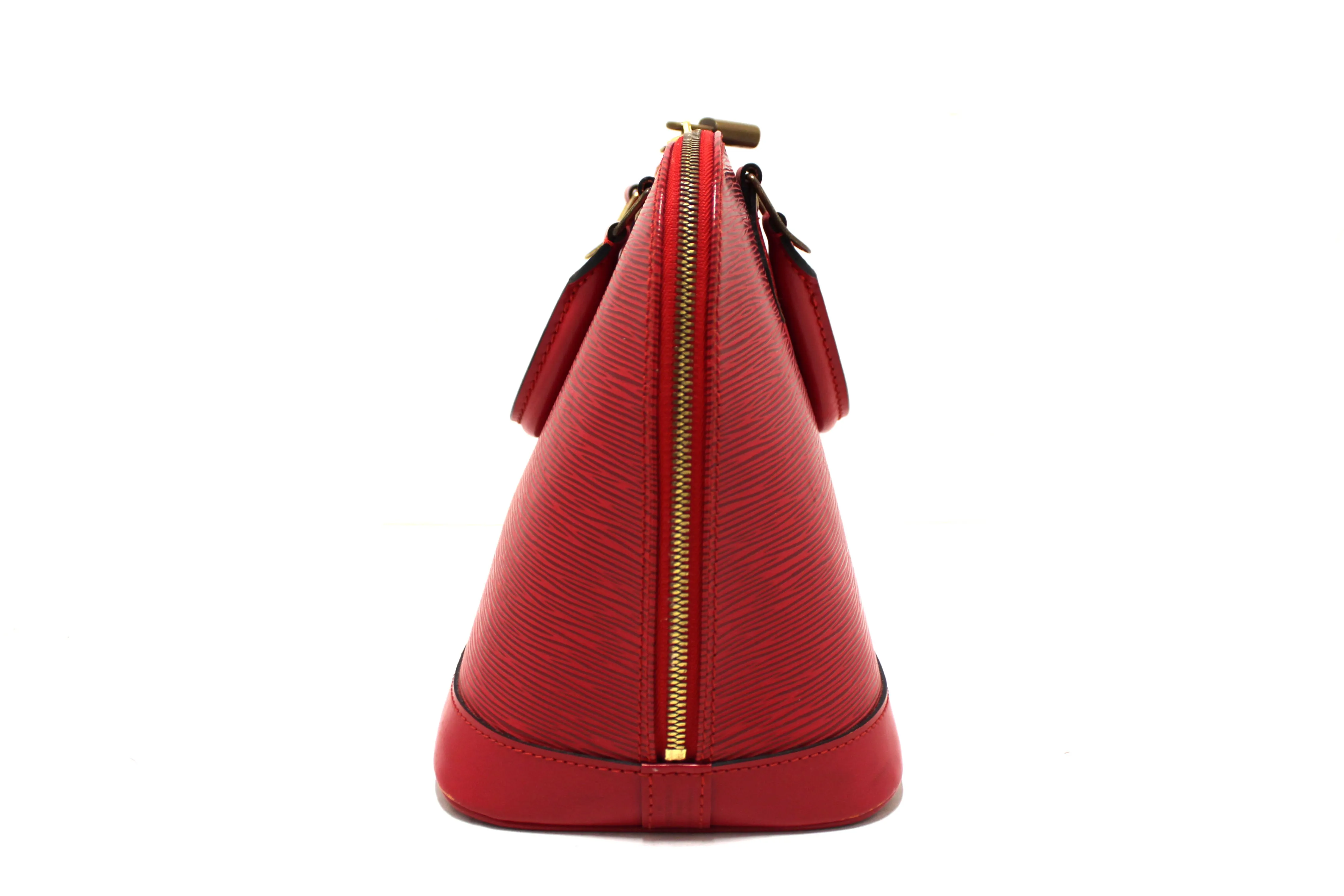 Authentic Louis Vuitton Red Epi Leather Alma PM Handbag