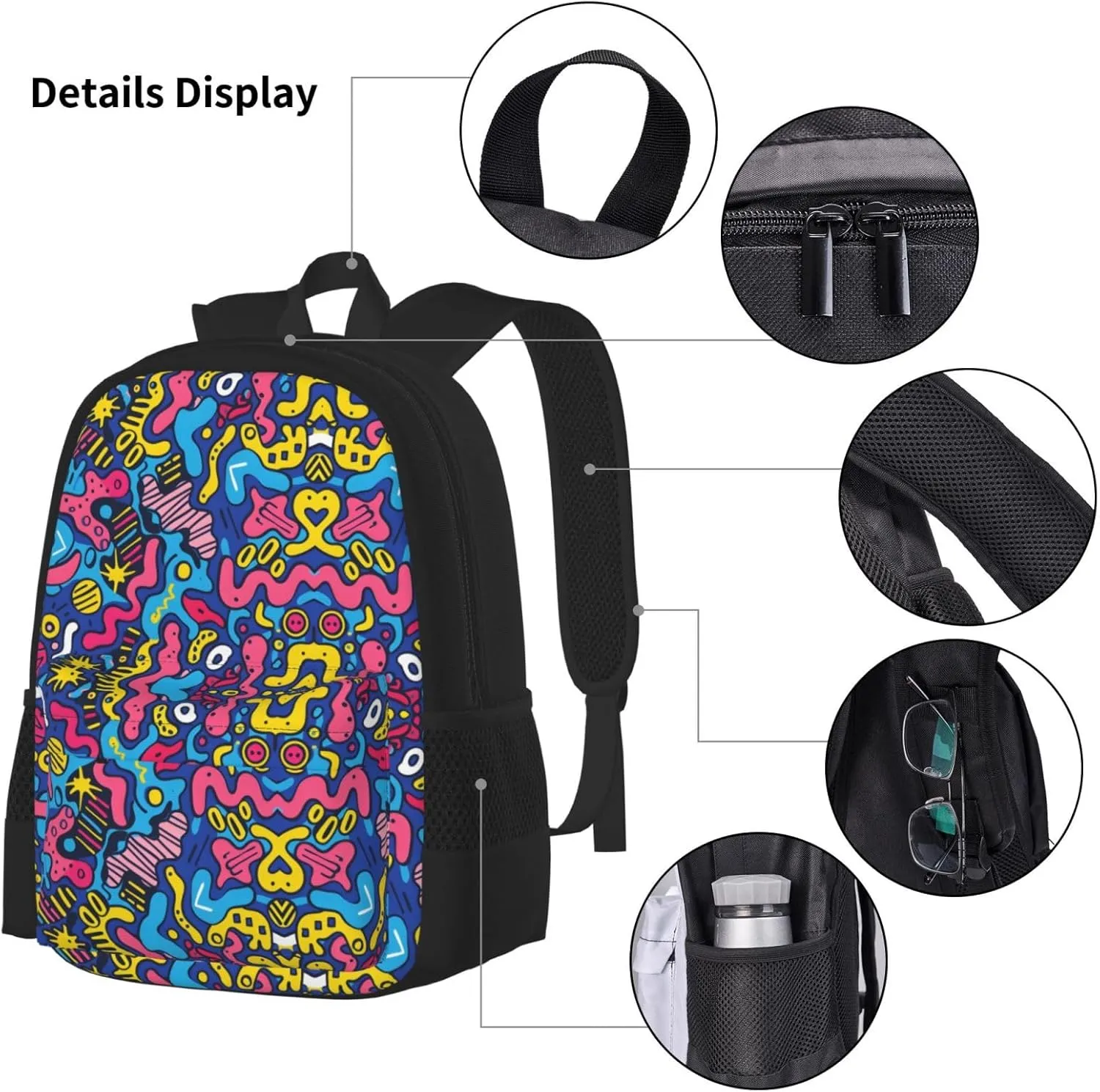 Backpack with Lunch Box and Pencil Case, Helix Mirage Multi Compartment Carry On Backpacks Waterproof Pencil Pouch Lightweight Daypack With Chest Strap for Men Women Travel Camping