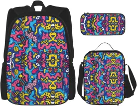 Backpack with Lunch Box and Pencil Case, Helix Mirage Multi Compartment Carry On Backpacks Waterproof Pencil Pouch Lightweight Daypack With Chest Strap for Men Women Travel Camping