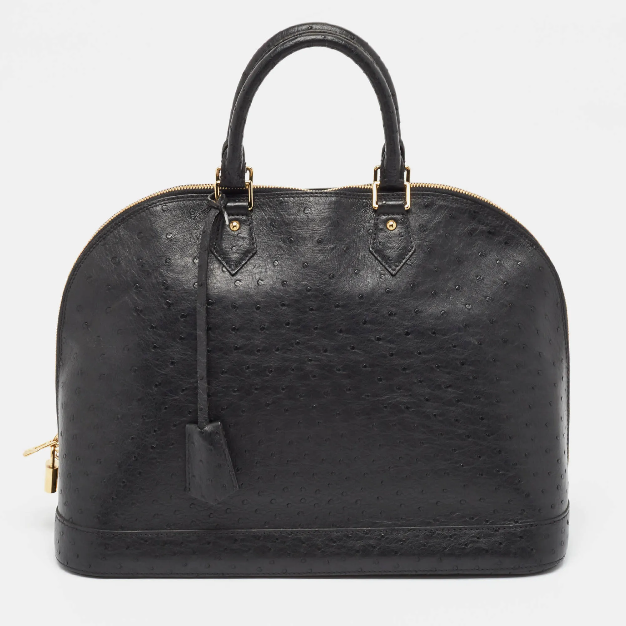 Black Ostrich Alma GM Bag