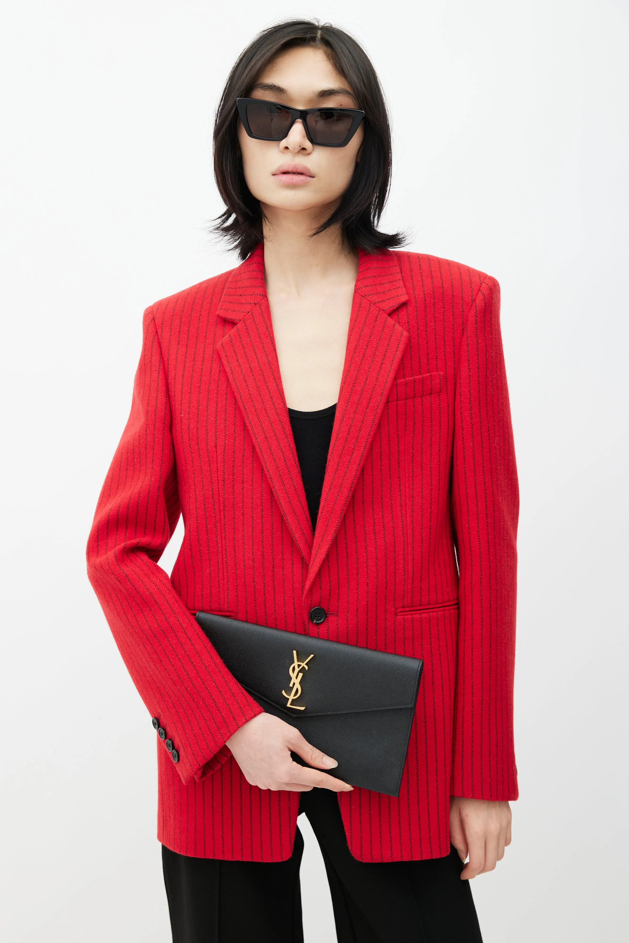 Black Uptown Monogram Pebbled Leather Clutch
