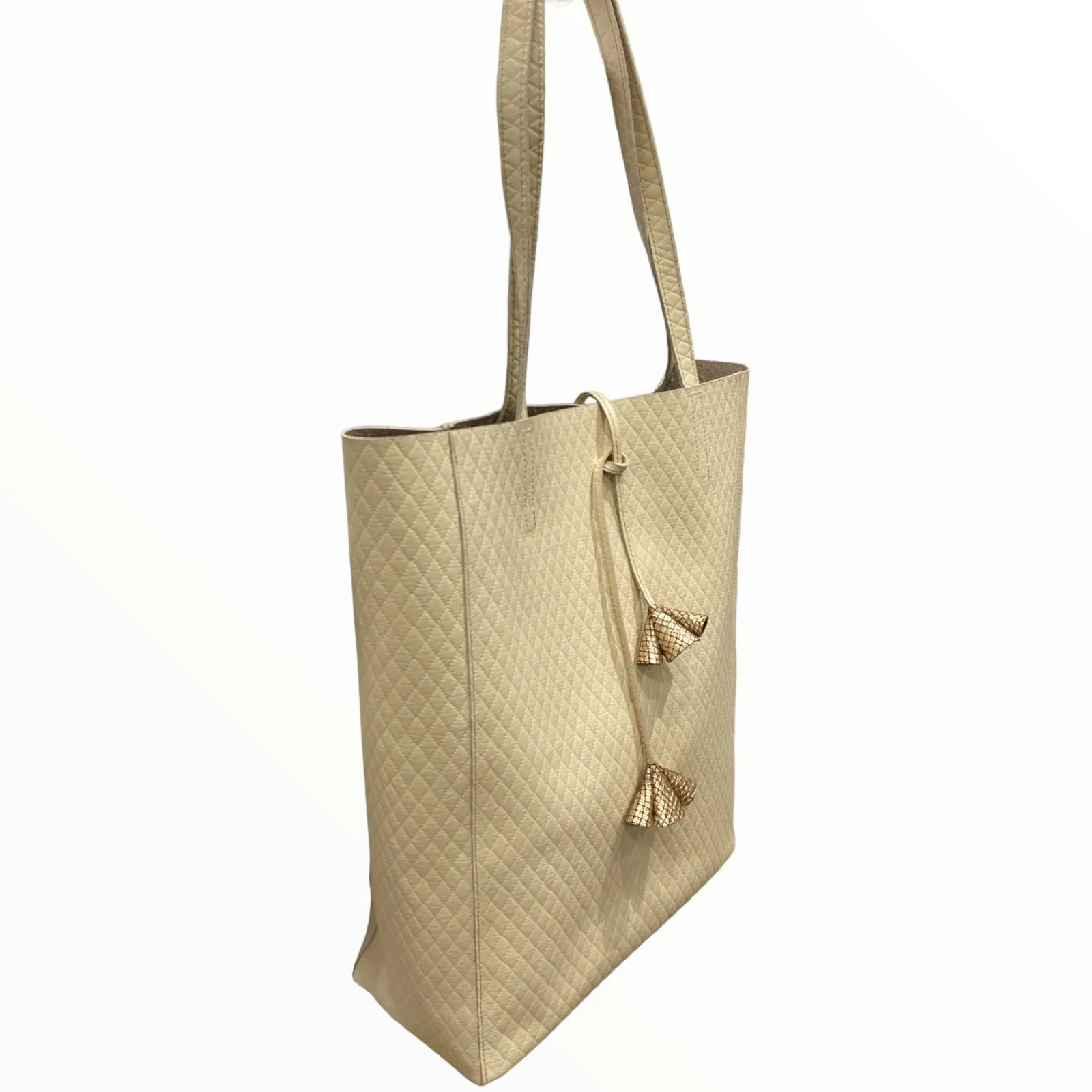 Carouzou vanilla quilted leather shopping bag