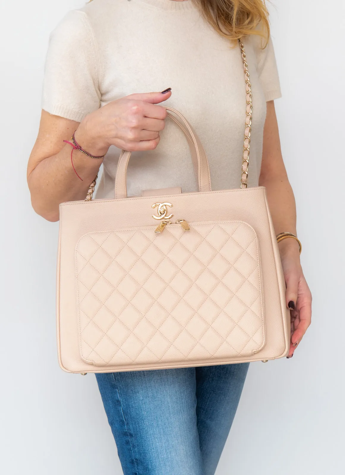 Chanel Beige  Large Business Affinity Tote Bag
