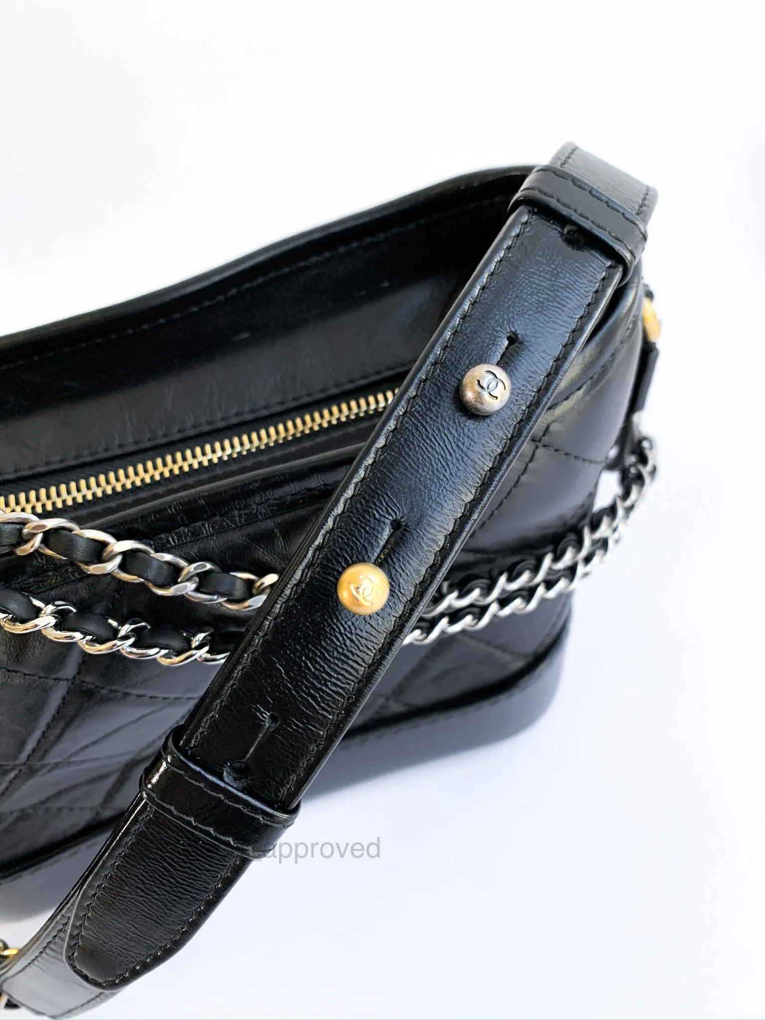 Chanel Calfskin Quilted Small Gabrielle Hobo Black Mixed Hardware