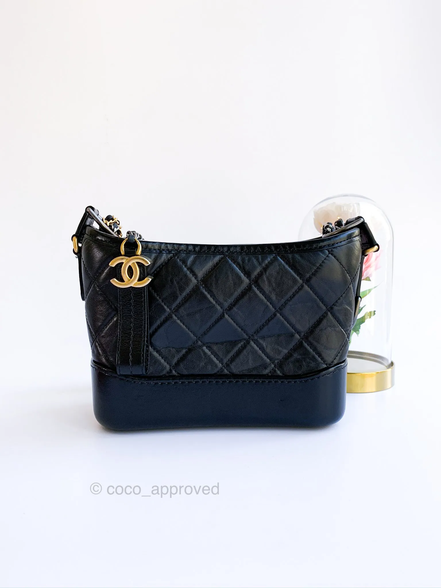 Chanel Calfskin Quilted Small Gabrielle Hobo Black Mixed Hardware