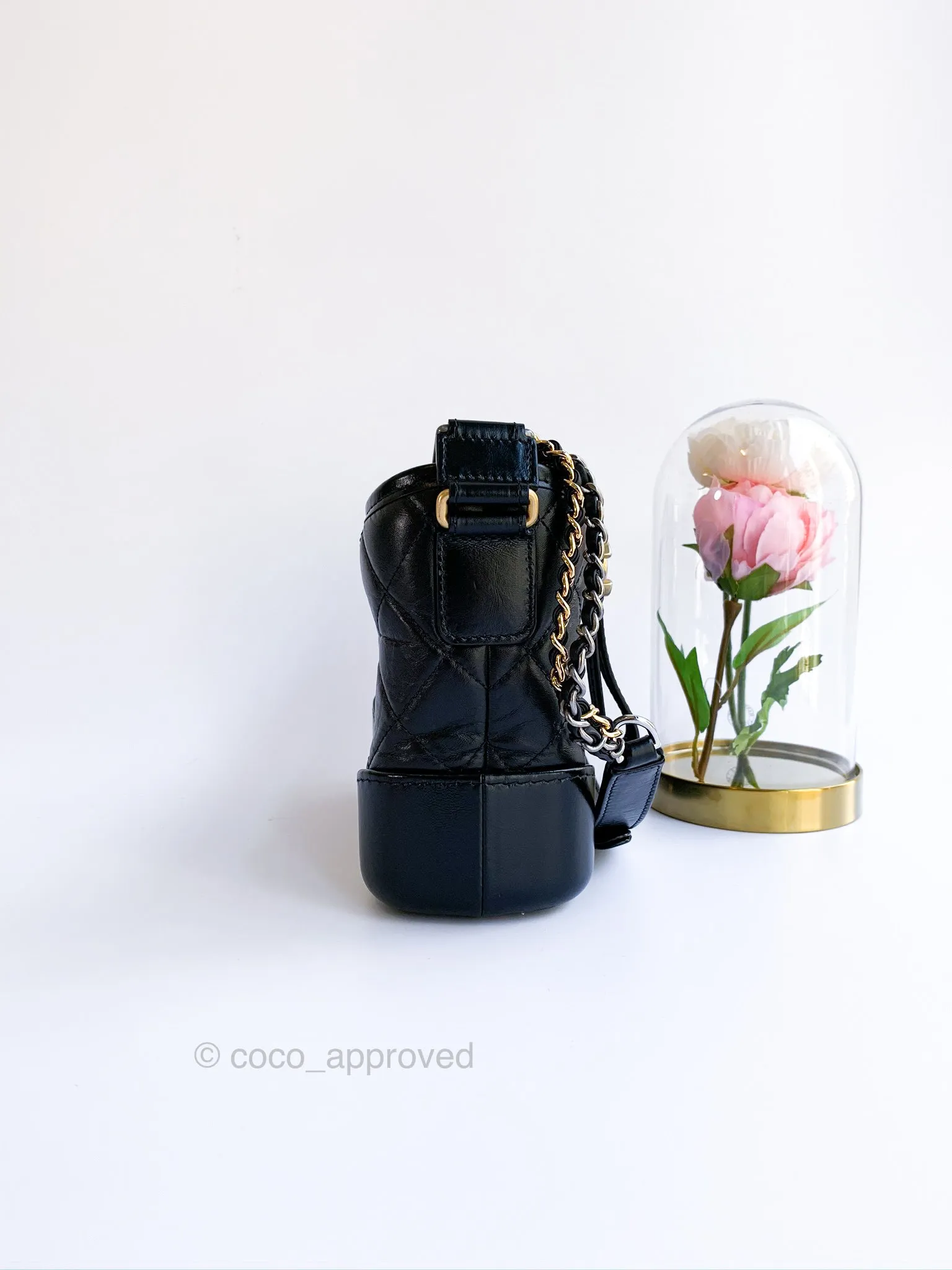 Chanel Calfskin Quilted Small Gabrielle Hobo Black Mixed Hardware