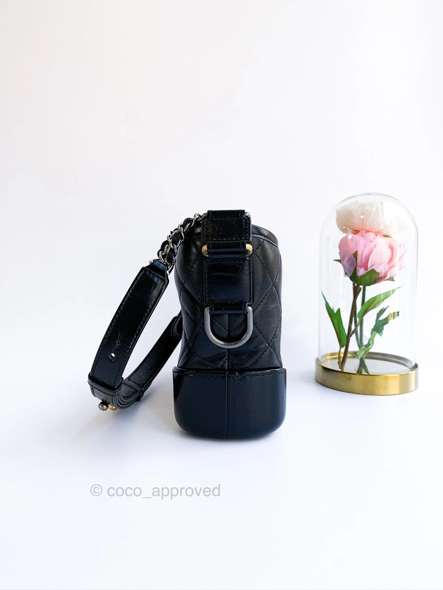 Chanel Calfskin Quilted Small Gabrielle Hobo Black Mixed Hardware