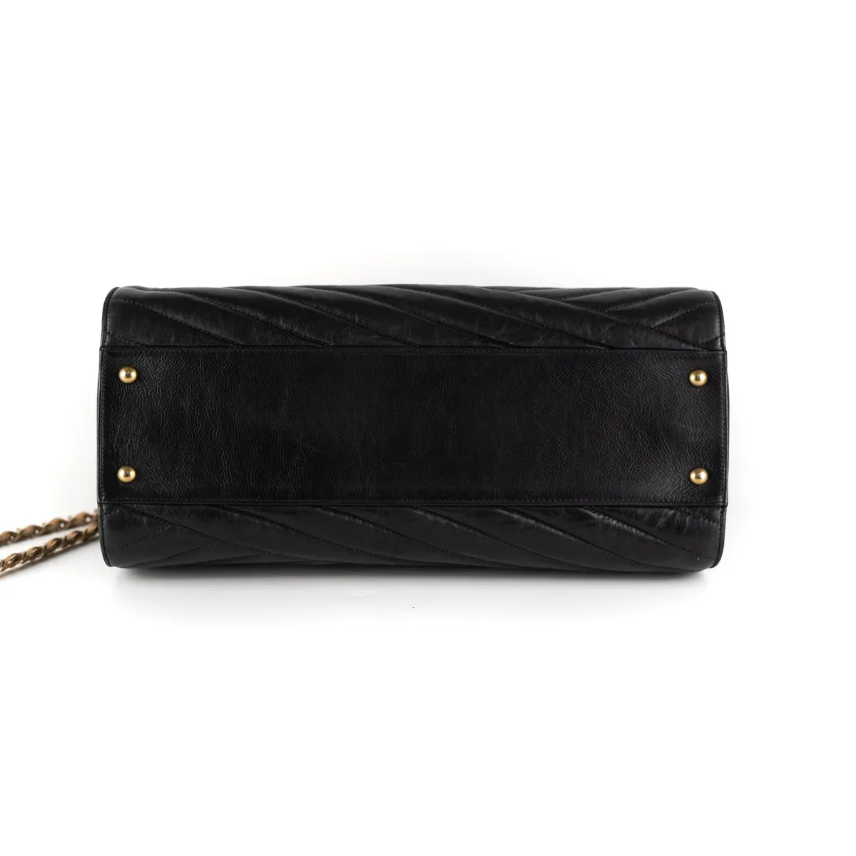 Chanel Chevron Gabrielle Tote Black