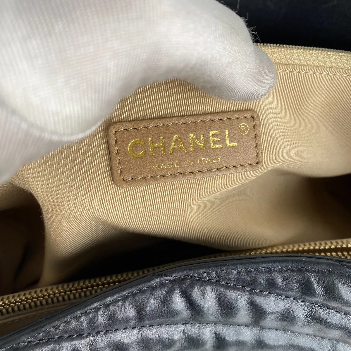 Chanel Chevron Gabrielle Tote Black