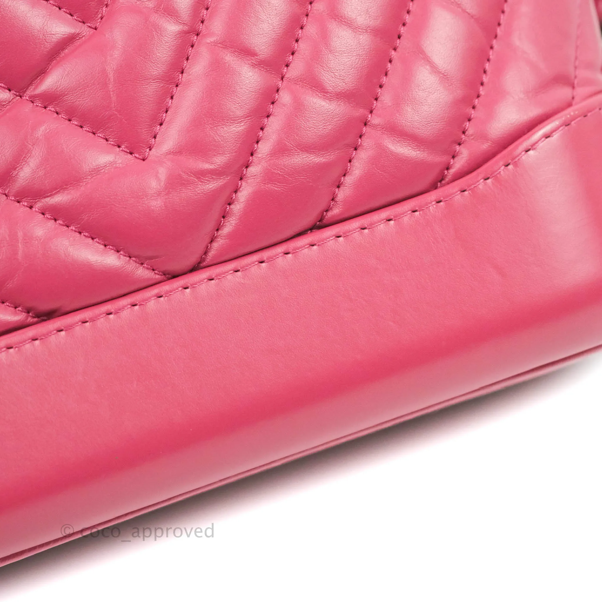 Chanel Chevron Small Gabrielle Hobo Dark Pink Calfskin Mixed Hardware