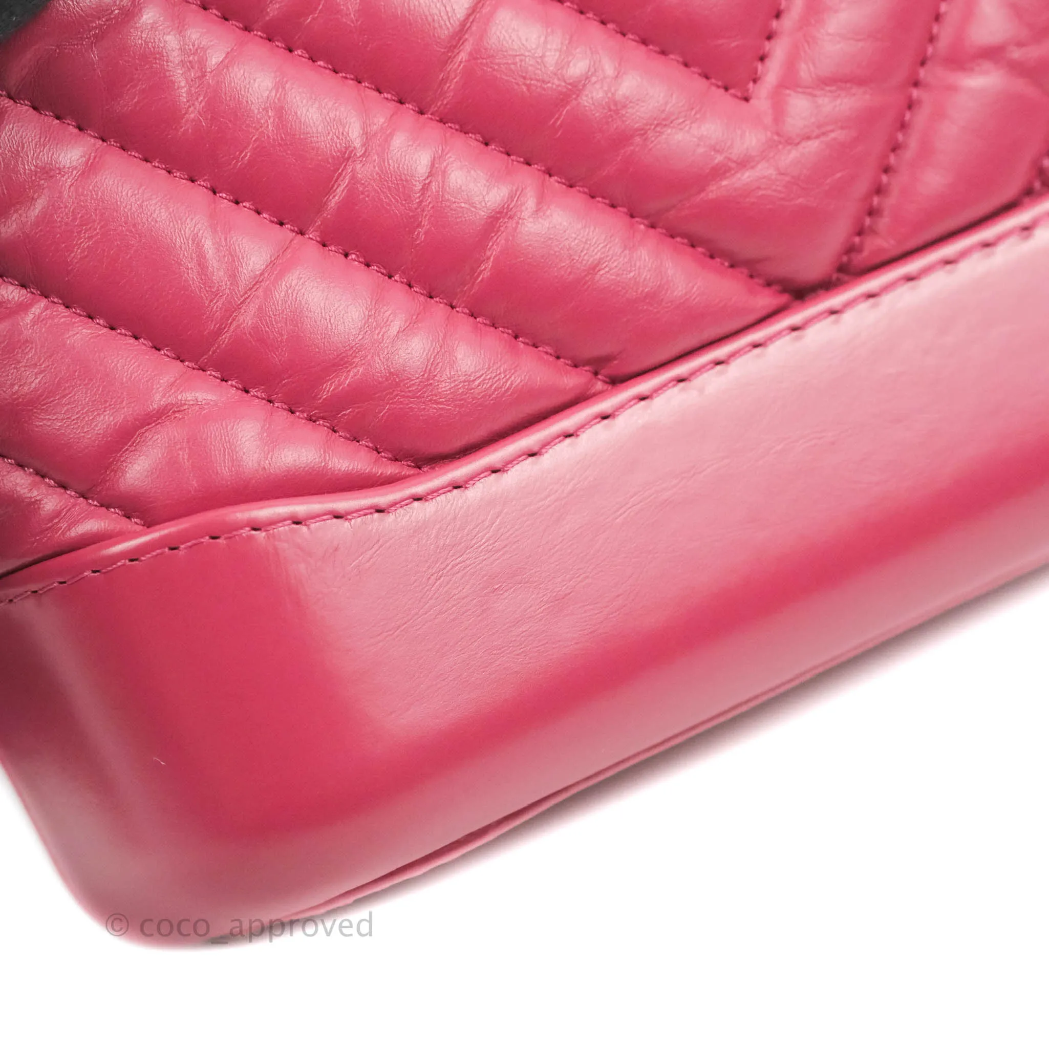 Chanel Chevron Small Gabrielle Hobo Dark Pink Calfskin Mixed Hardware
