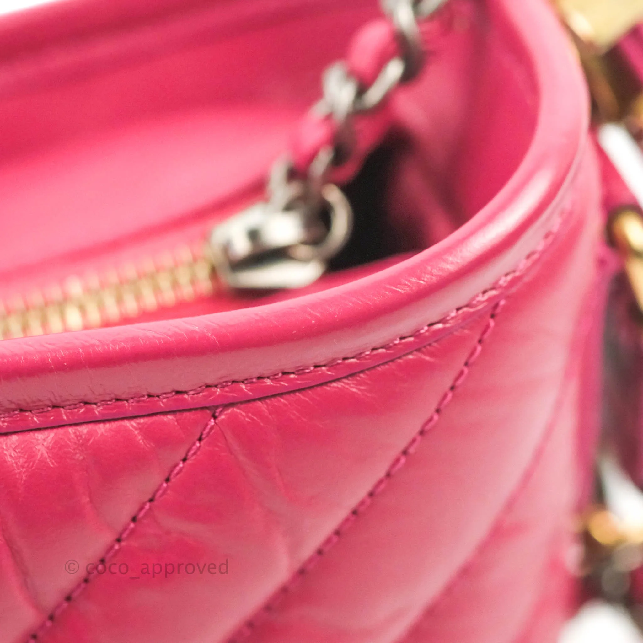 Chanel Chevron Small Gabrielle Hobo Dark Pink Calfskin Mixed Hardware