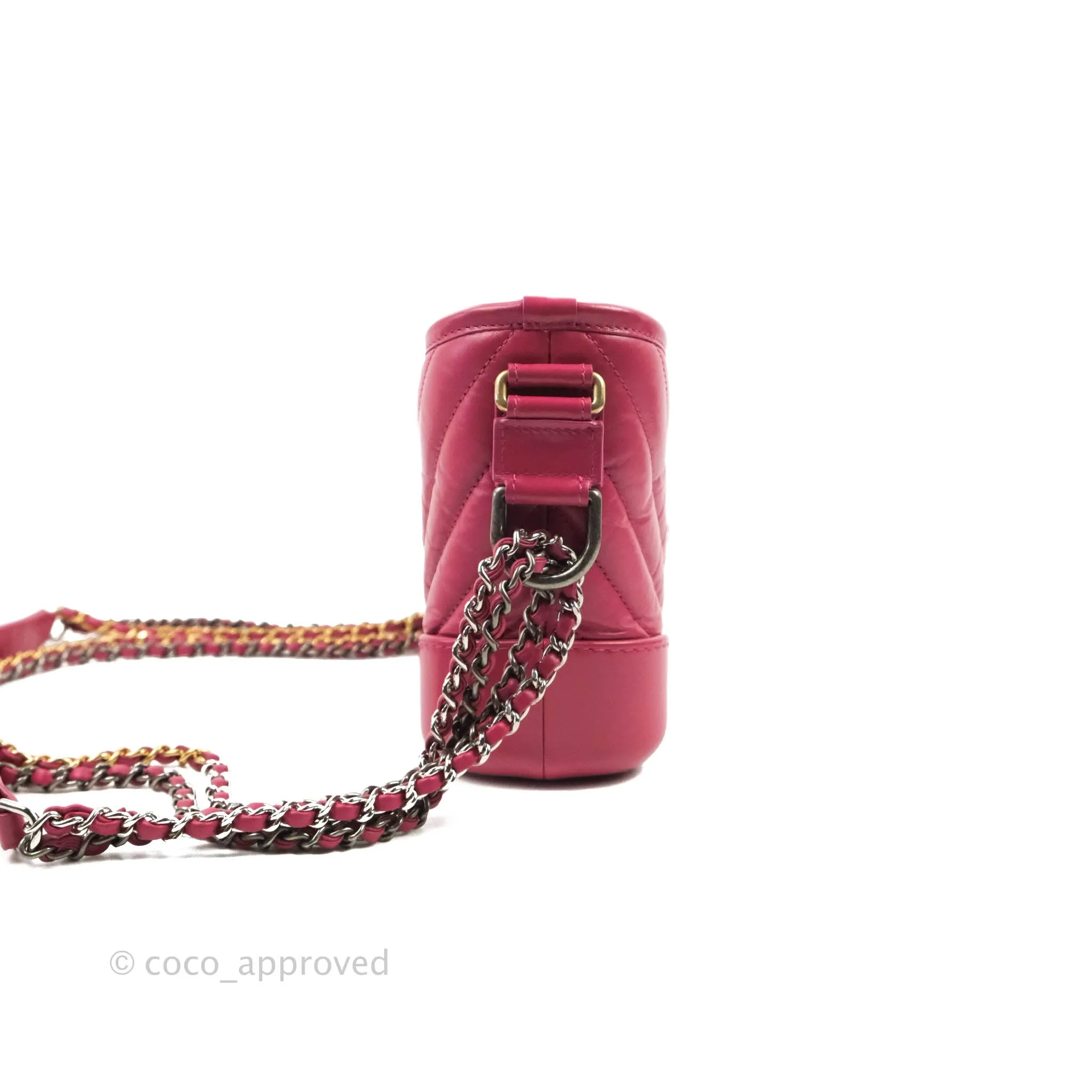Chanel Chevron Small Gabrielle Hobo Dark Pink Calfskin Mixed Hardware