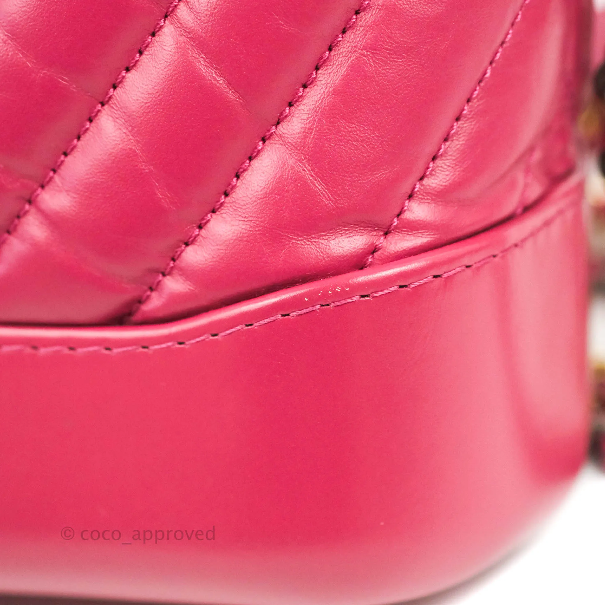 Chanel Chevron Small Gabrielle Hobo Dark Pink Calfskin Mixed Hardware