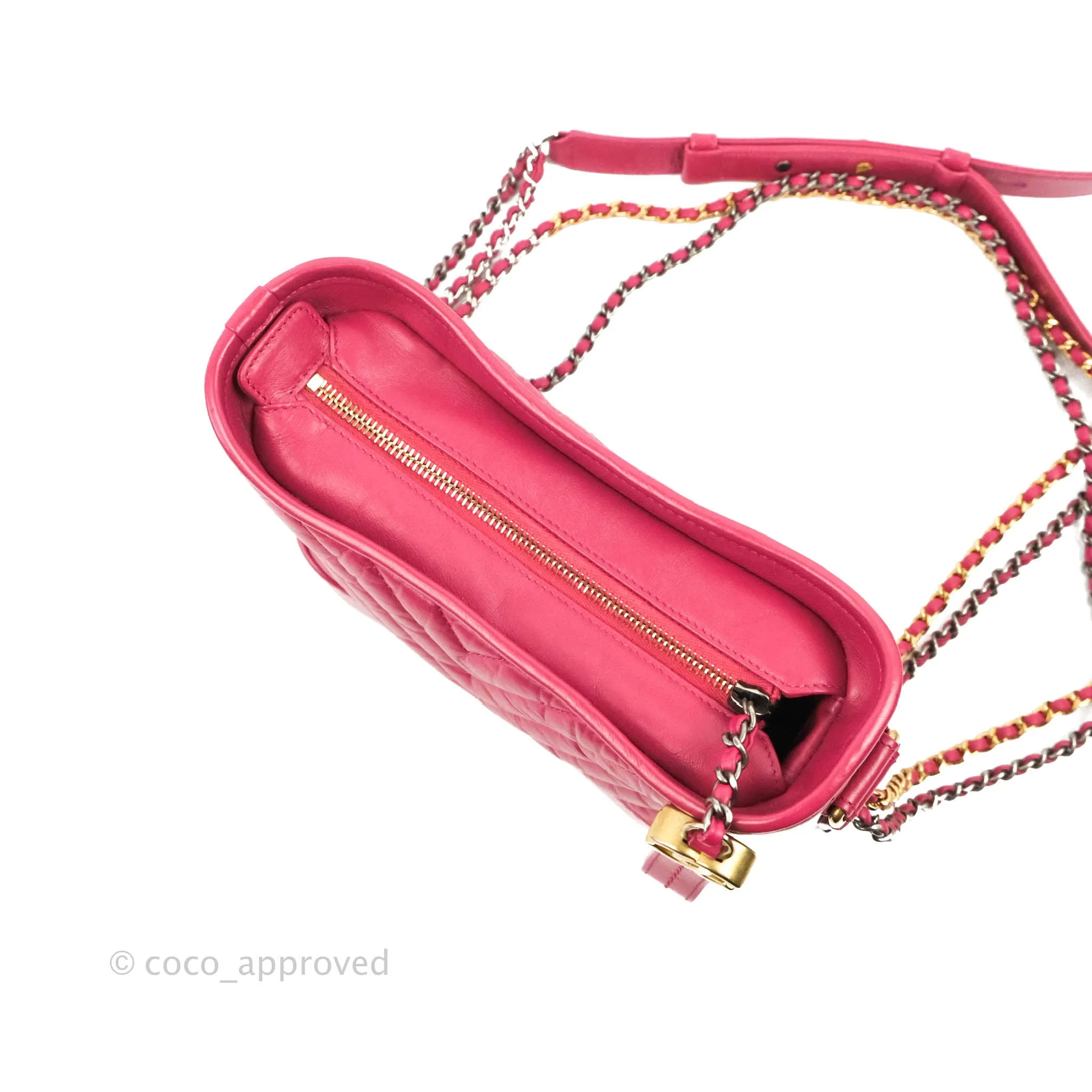 Chanel Chevron Small Gabrielle Hobo Dark Pink Calfskin Mixed Hardware