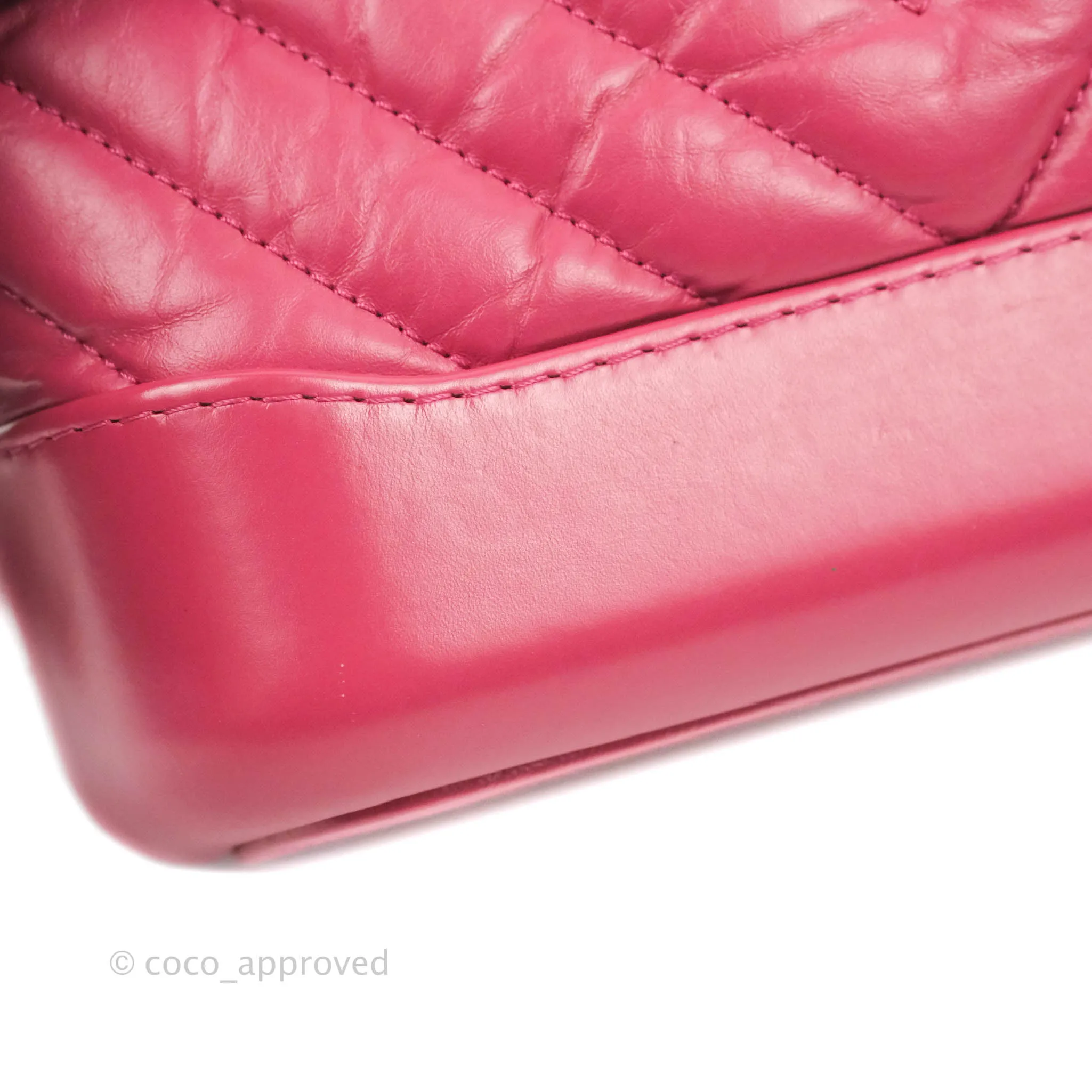 Chanel Chevron Small Gabrielle Hobo Dark Pink Calfskin Mixed Hardware