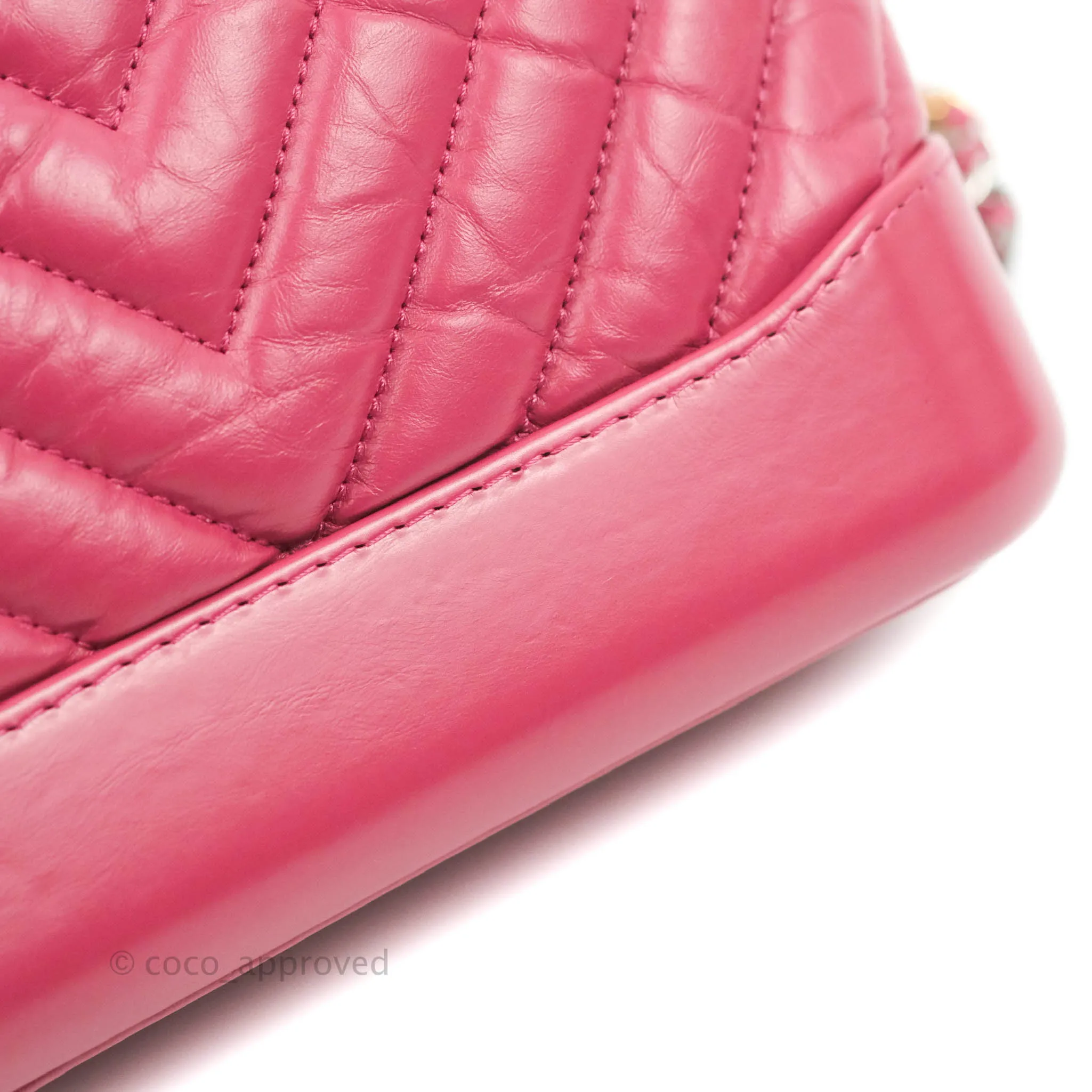 Chanel Chevron Small Gabrielle Hobo Dark Pink Calfskin Mixed Hardware