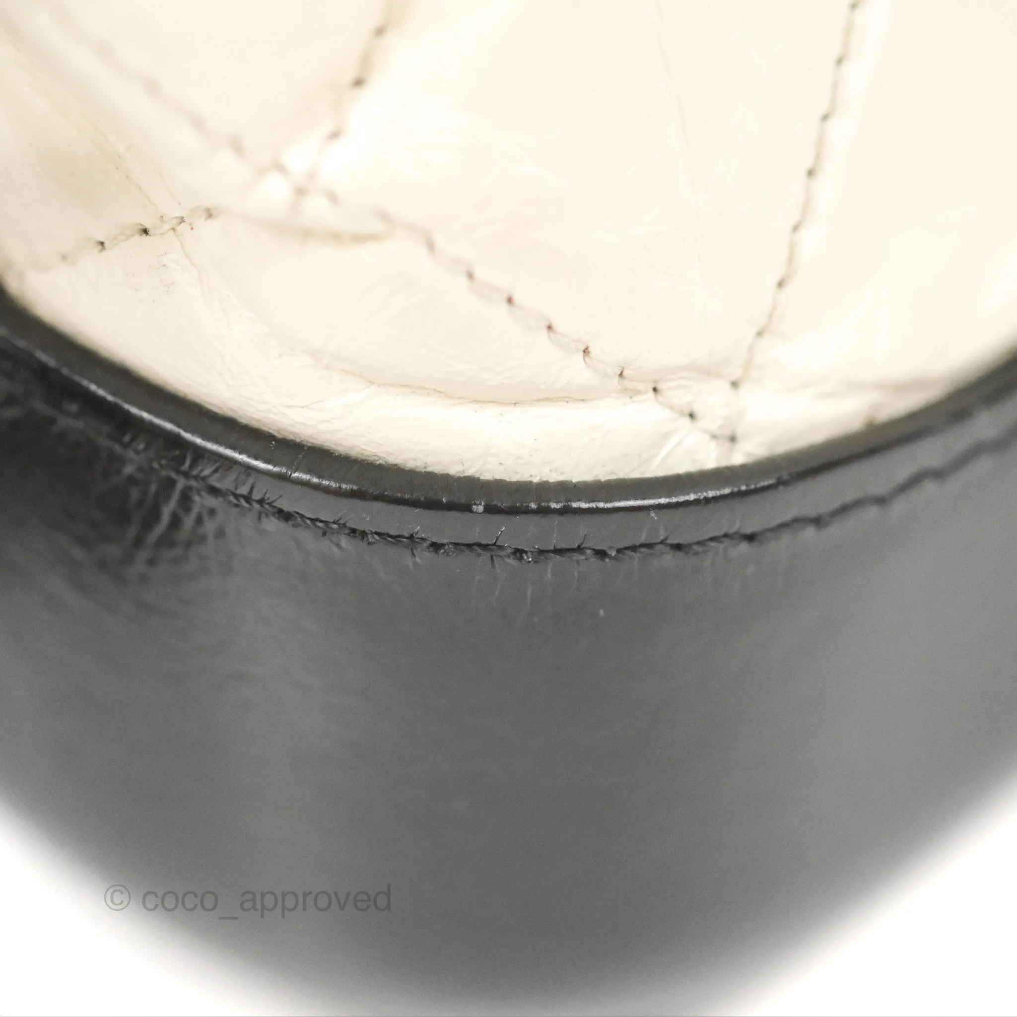 Chanel Quilted Small Gabrielle Hobo Black White Aged Calfskin Mixed Hardware
