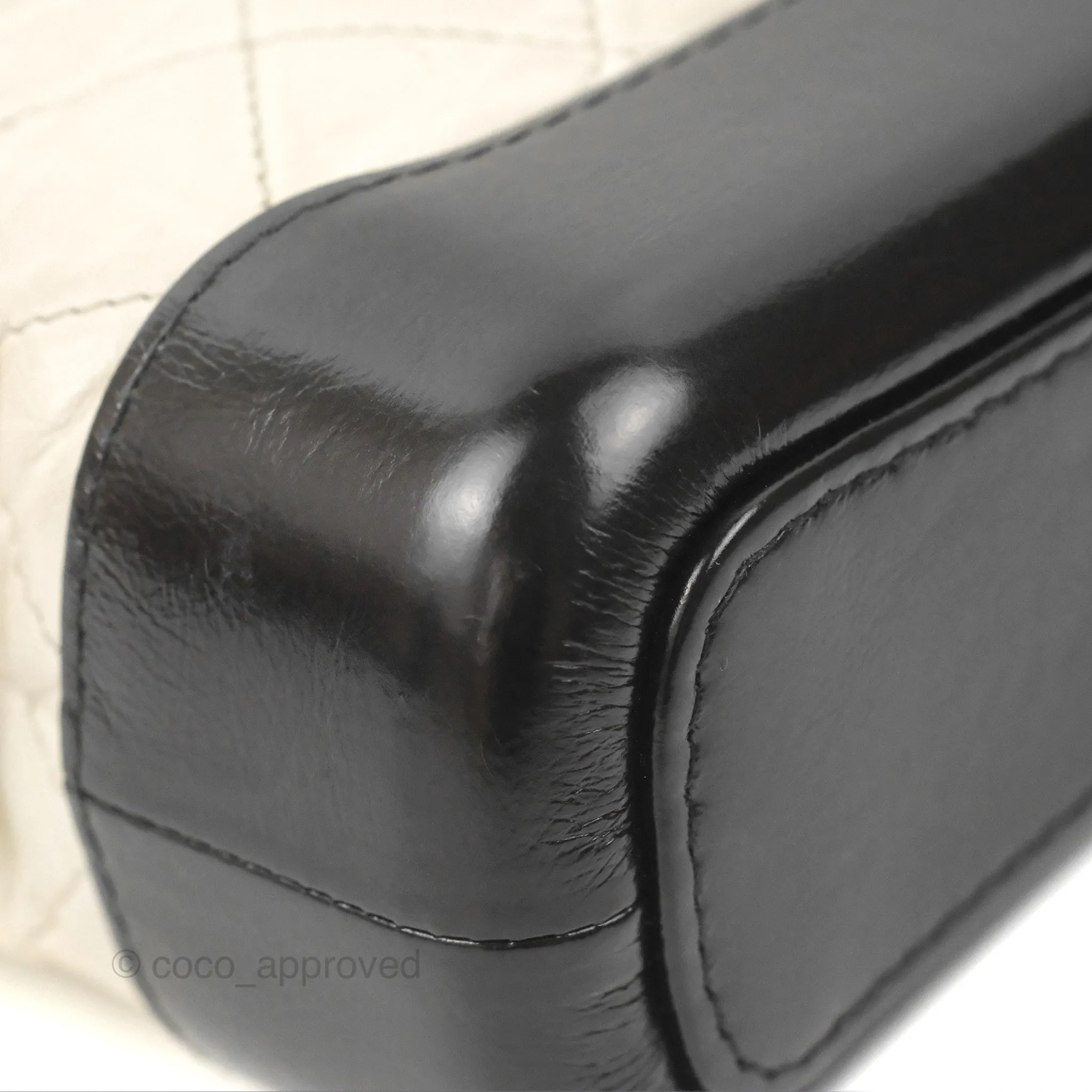 Chanel Quilted Small Gabrielle Hobo Black White Aged Calfskin Mixed Hardware