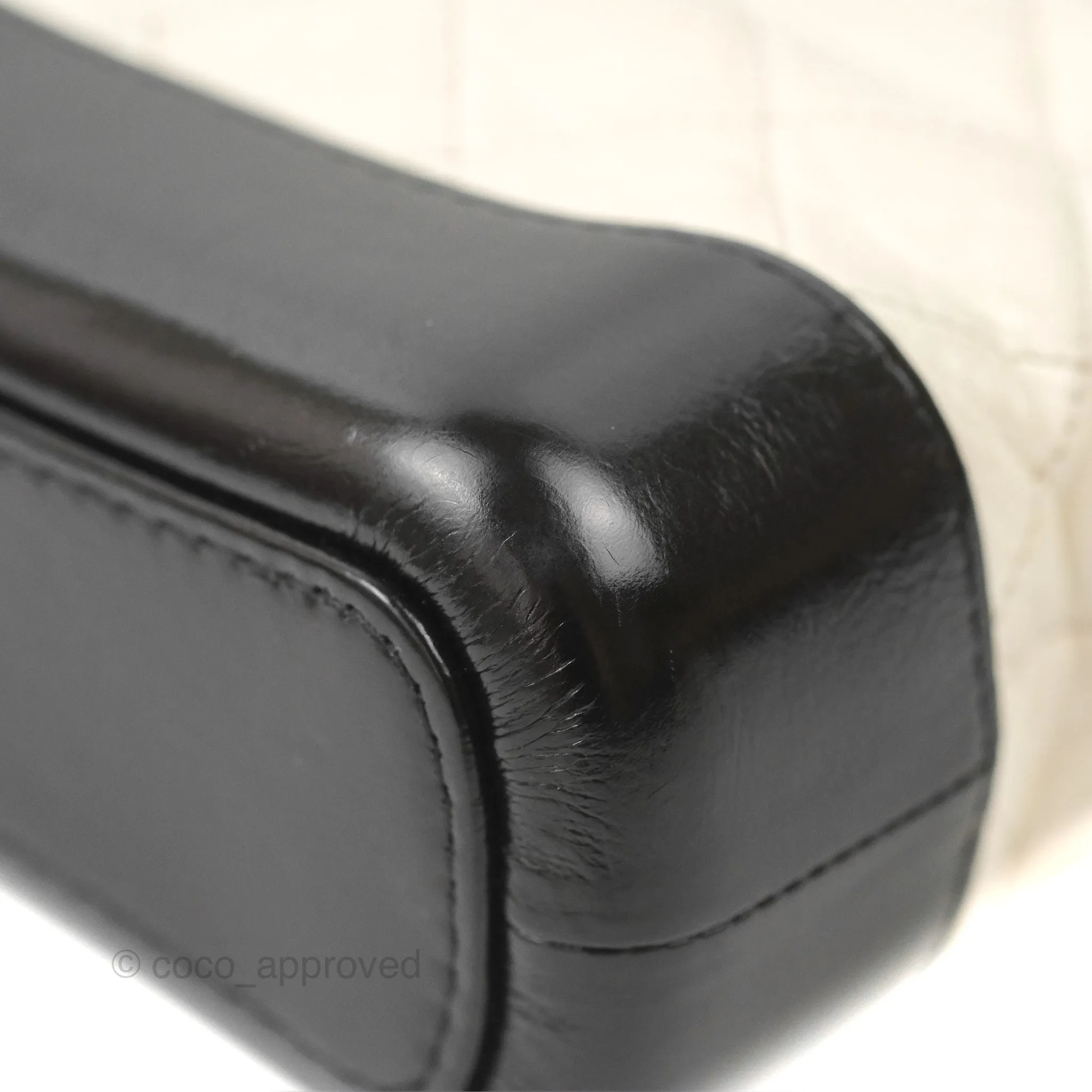 Chanel Quilted Small Gabrielle Hobo Black White Aged Calfskin Mixed Hardware
