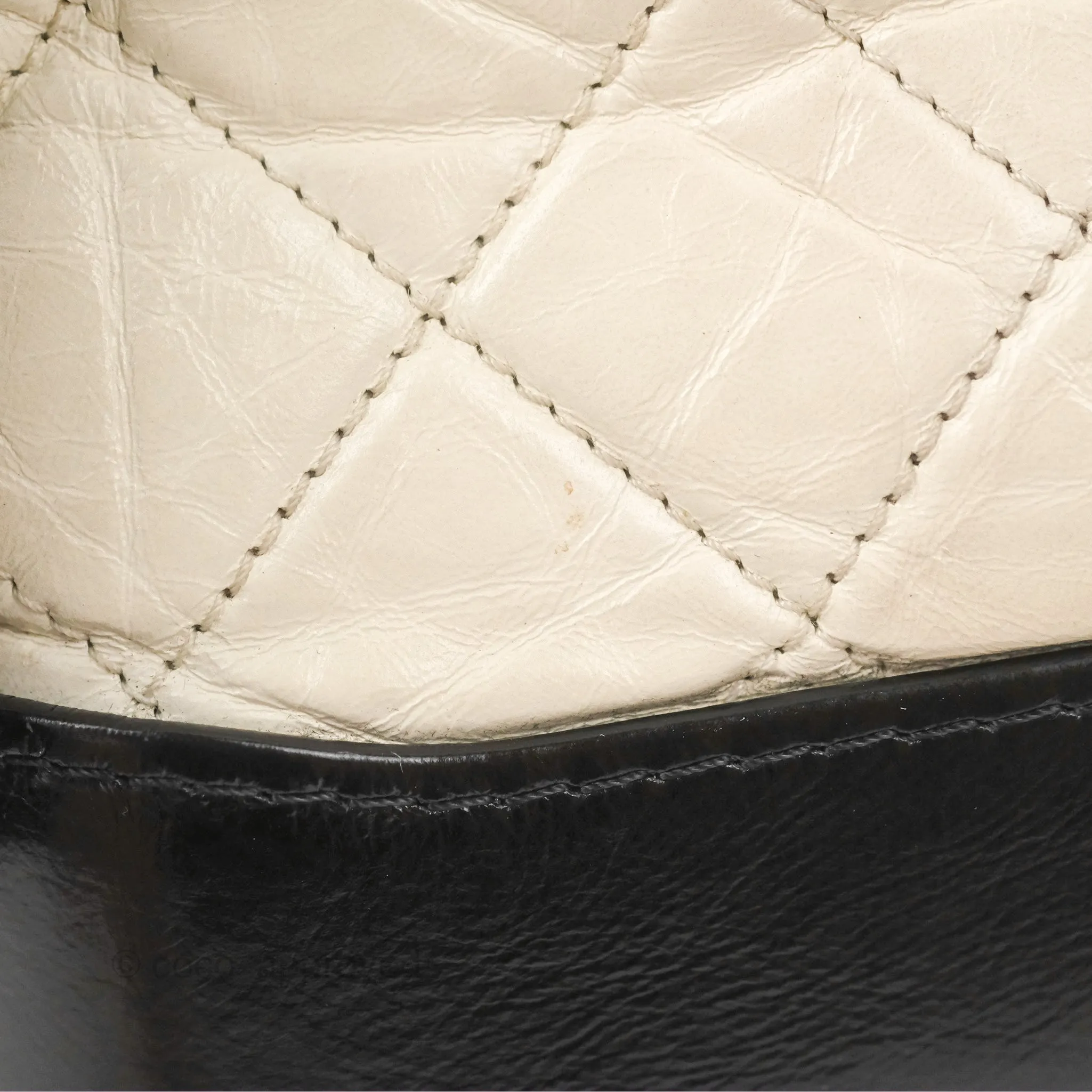 Chanel Quilted Small Gabrielle Hobo Black White Aged Calfskin Mixed Hardware