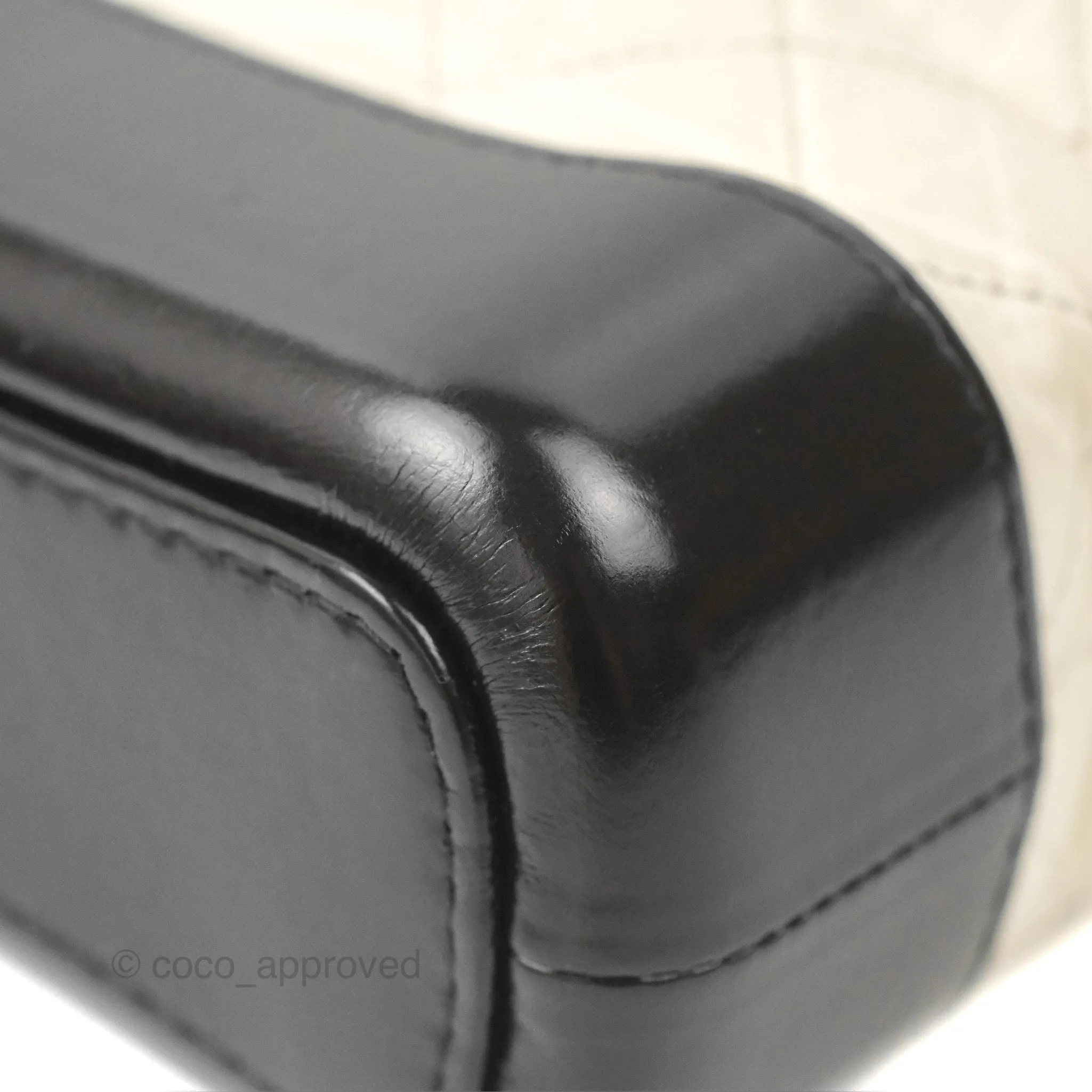Chanel Quilted Small Gabrielle Hobo Black White Aged Calfskin Mixed Hardware