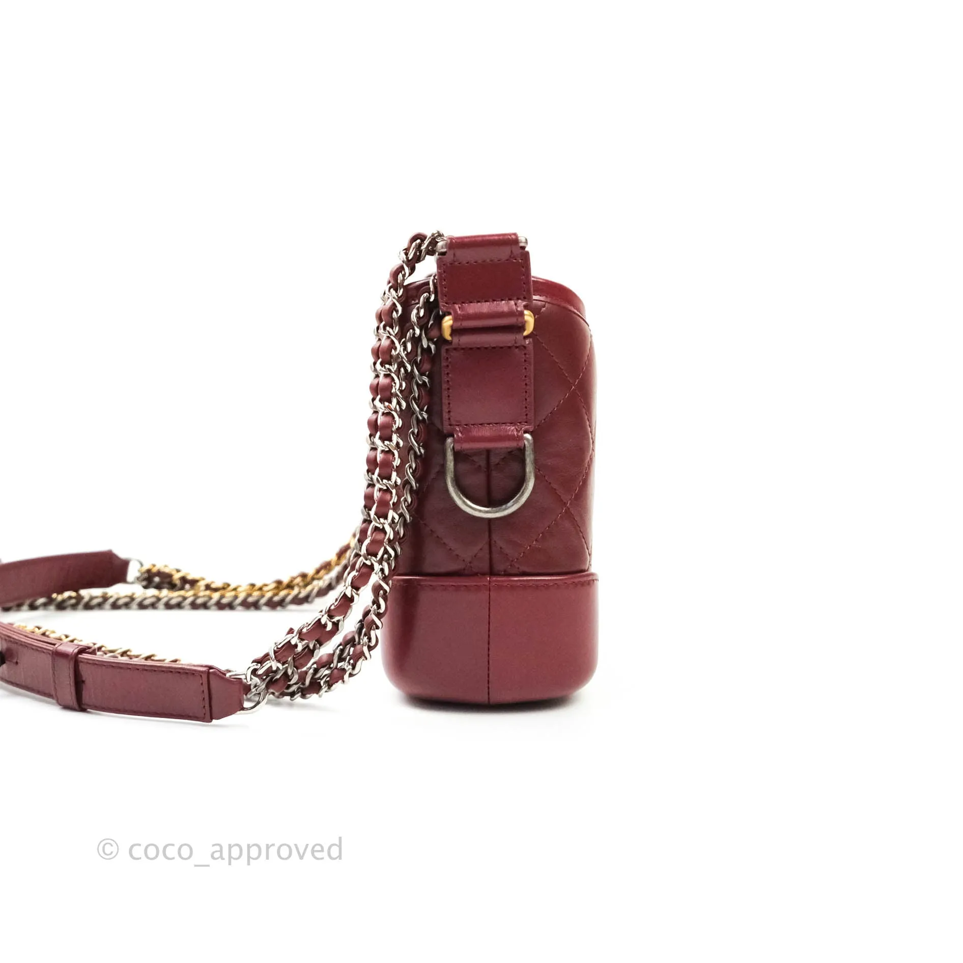 Chanel Quilted Small Gabrielle Hobo Dark Red Calfskin Mixed Hardware