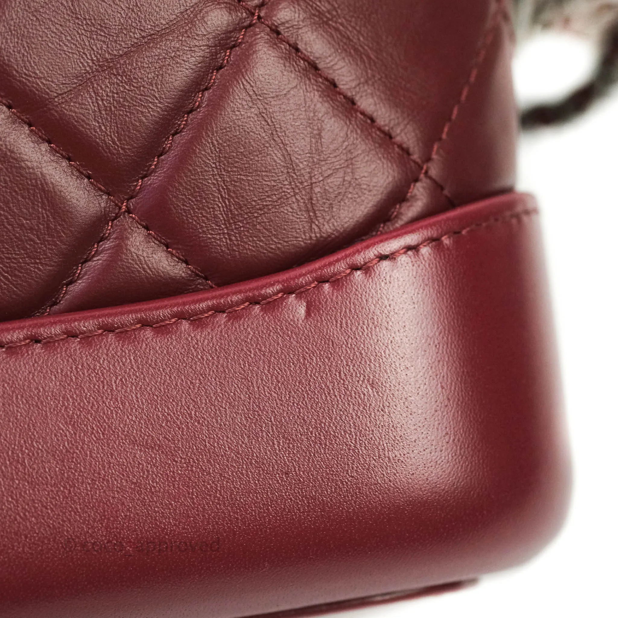 Chanel Quilted Small Gabrielle Hobo Dark Red Calfskin Mixed Hardware