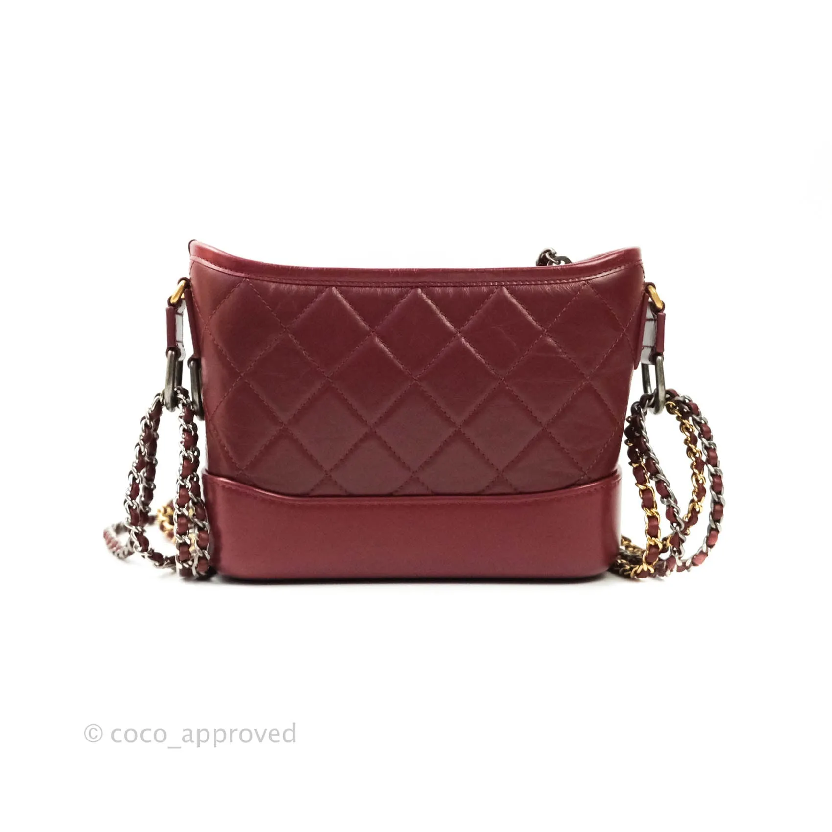 Chanel Quilted Small Gabrielle Hobo Dark Red Calfskin Mixed Hardware