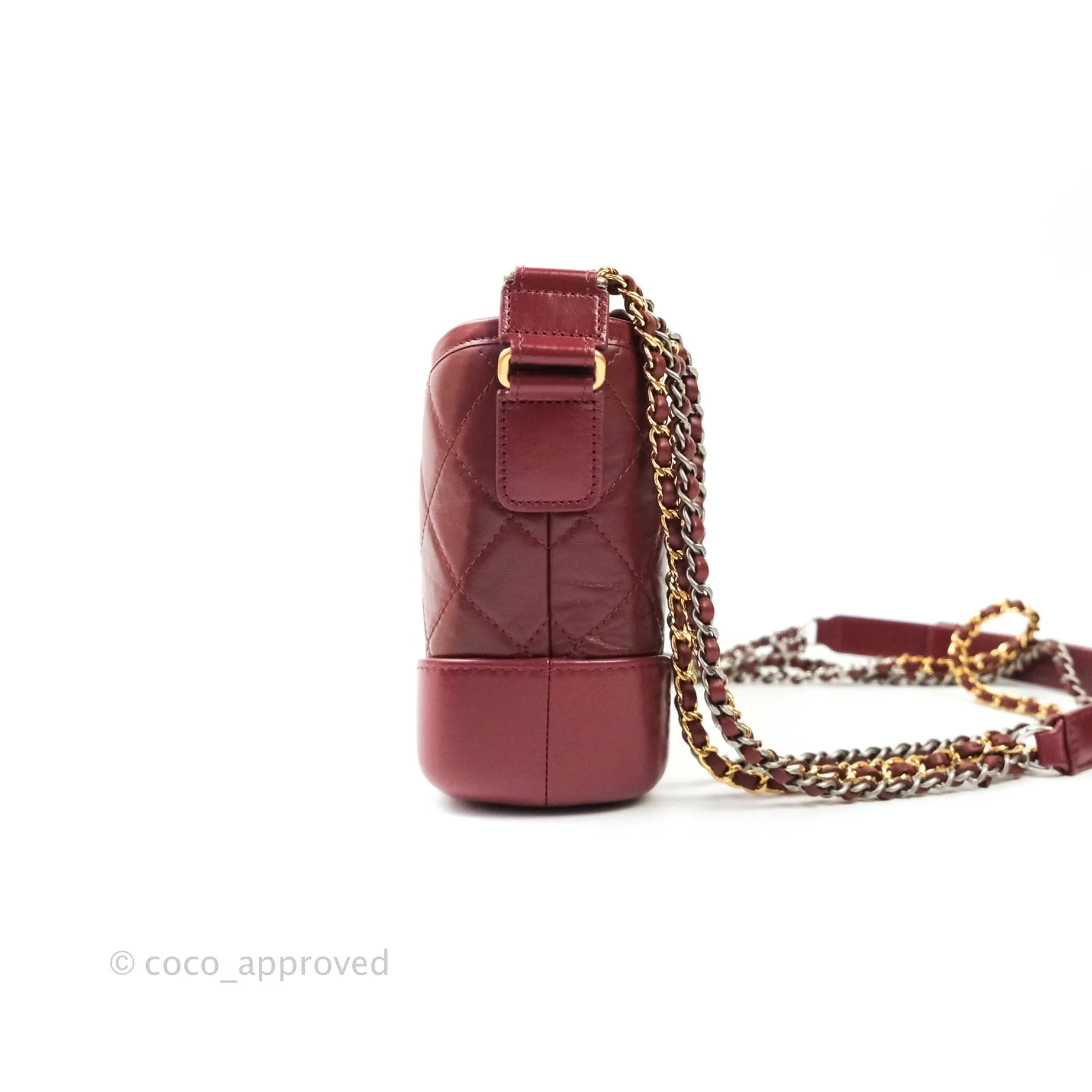 Chanel Quilted Small Gabrielle Hobo Dark Red Calfskin Mixed Hardware