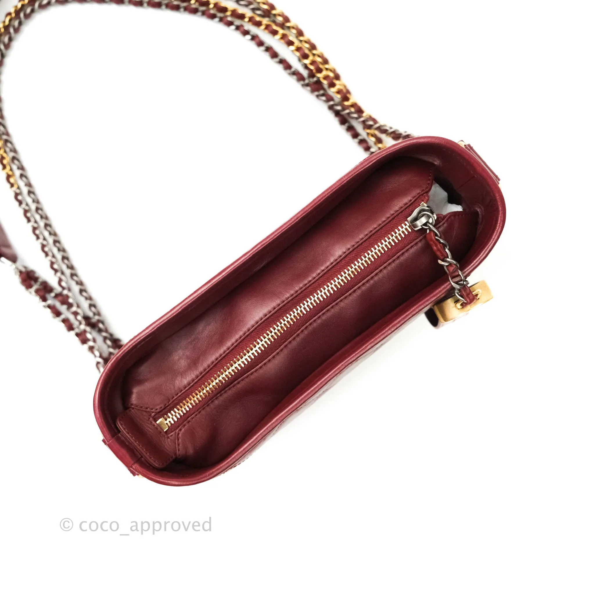 Chanel Quilted Small Gabrielle Hobo Dark Red Calfskin Mixed Hardware