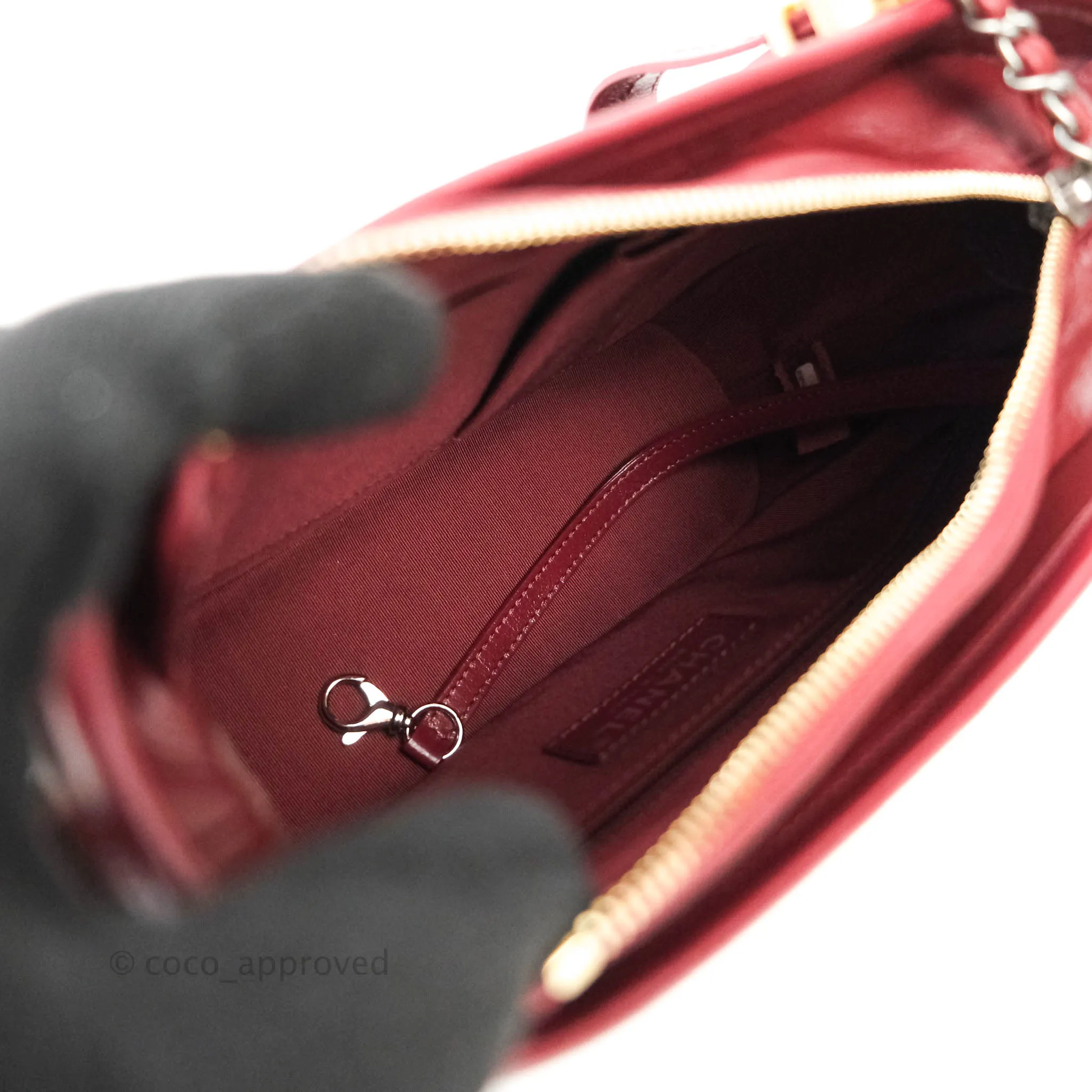 Chanel Quilted Small Gabrielle Hobo Dark Red Calfskin Mixed Hardware