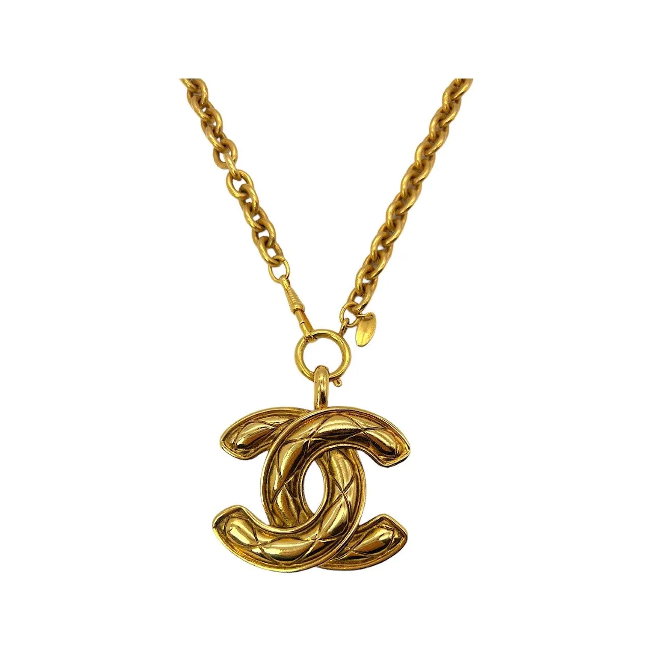 Chanel Vintage Quilted CC Pendant Necklace
