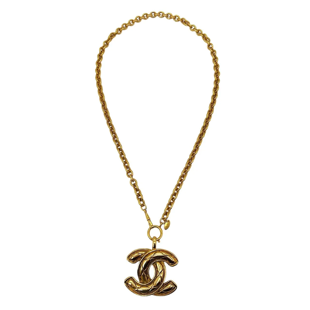 Chanel Vintage Quilted CC Pendant Necklace