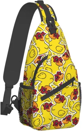 Cute Funny Yellow Rubber Duck Sling Backpack Crossbody Sling Bag Casual Chest Bags Travel Hiking Daypack Shoulder Bag for Women Men