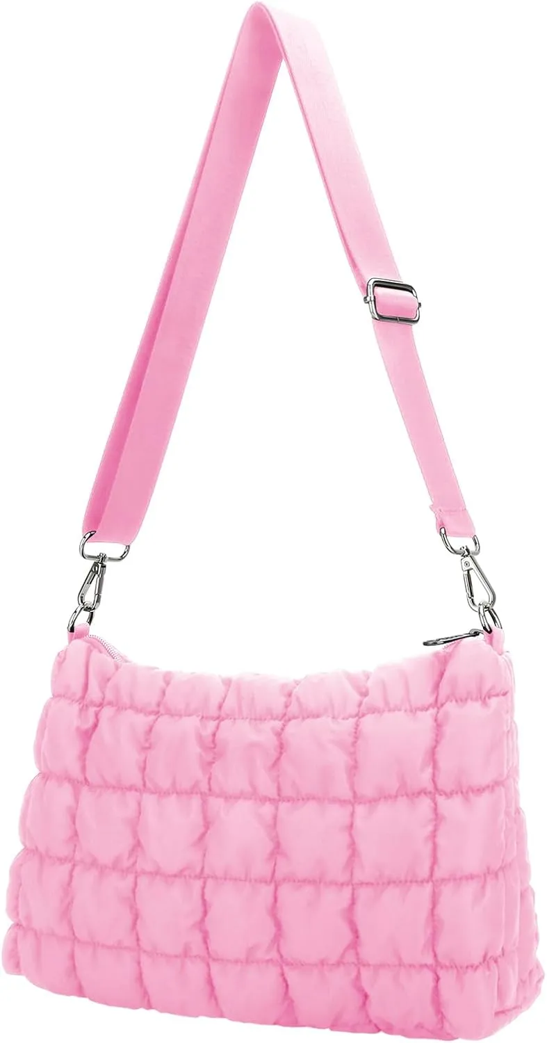 E-Tree Quilted Crossbody Bags for Women Men, Puffer Handbag Purse with Shoulder Strap