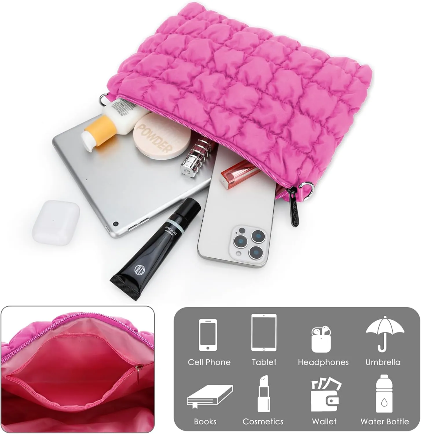 E-Tree Quilted Crossbody Bags for Women Men, Puffer Handbag Purse with Shoulder Strap