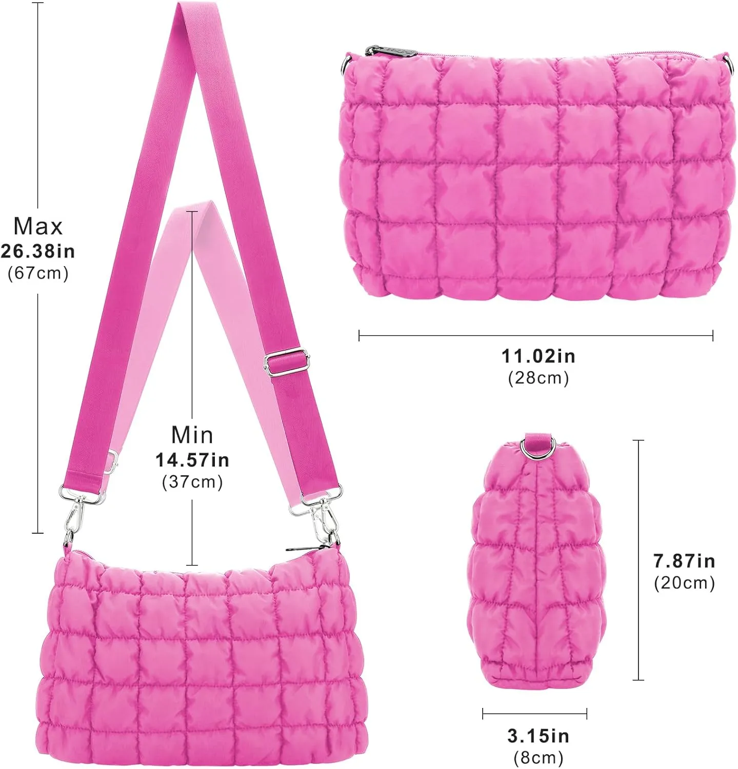 E-Tree Quilted Crossbody Bags for Women Men, Puffer Handbag Purse with Shoulder Strap