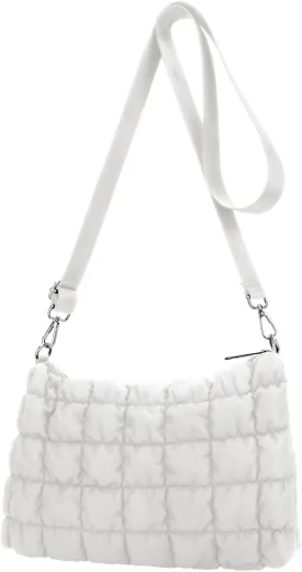 E-Tree Quilted Crossbody Bags for Women Men, Puffer Handbag Purse with Shoulder Strap