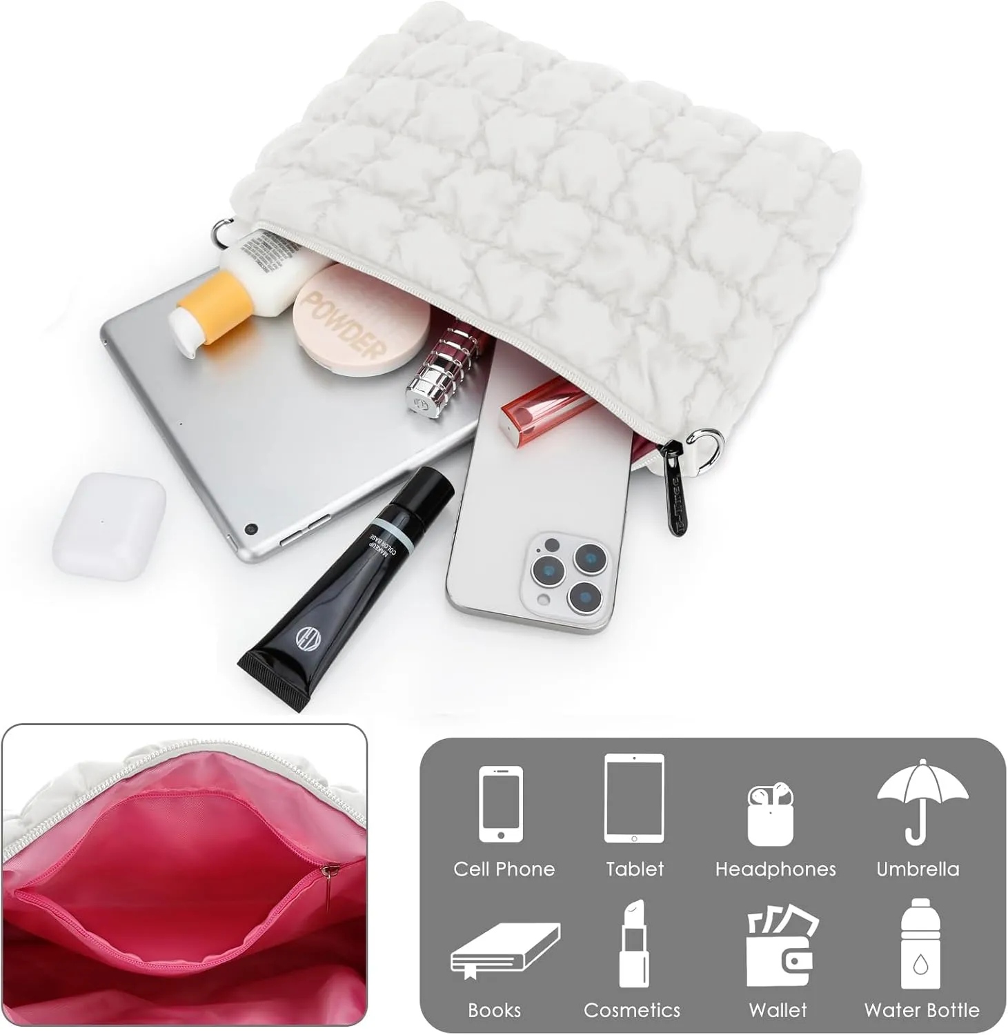 E-Tree Quilted Crossbody Bags for Women Men, Puffer Handbag Purse with Shoulder Strap