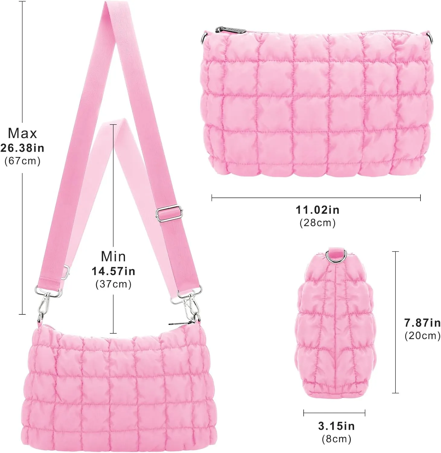 E-Tree Quilted Crossbody Bags for Women Men, Puffer Handbag Purse with Shoulder Strap