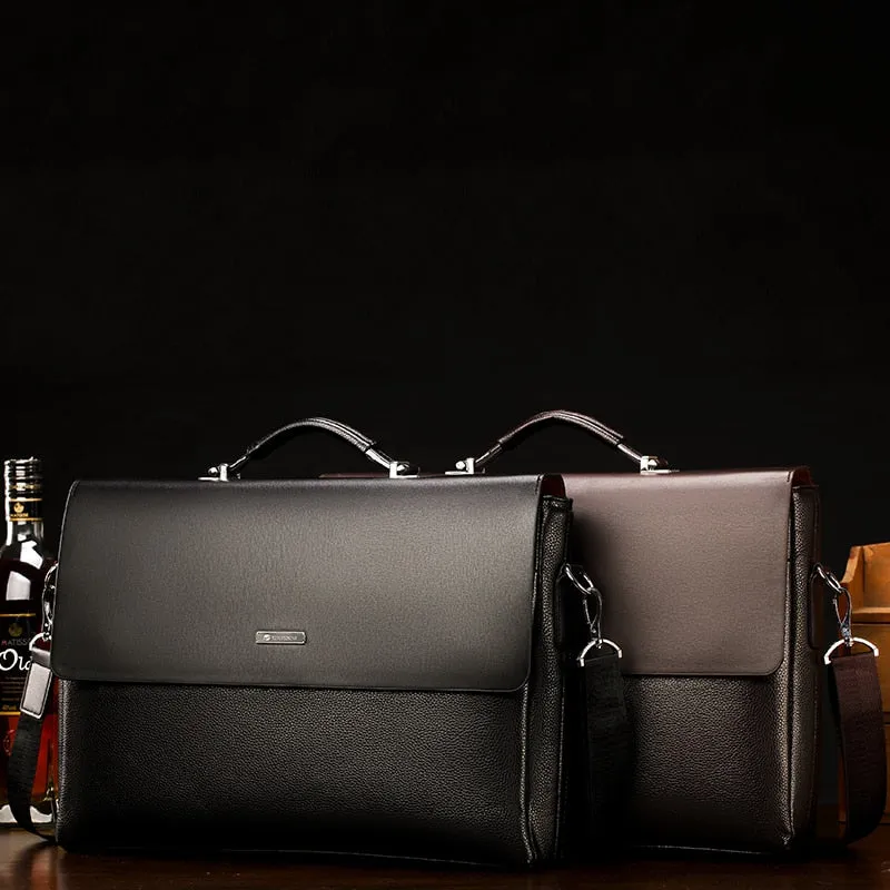 Famous Brand Business Men Briefcase Leather Laptop Handbag