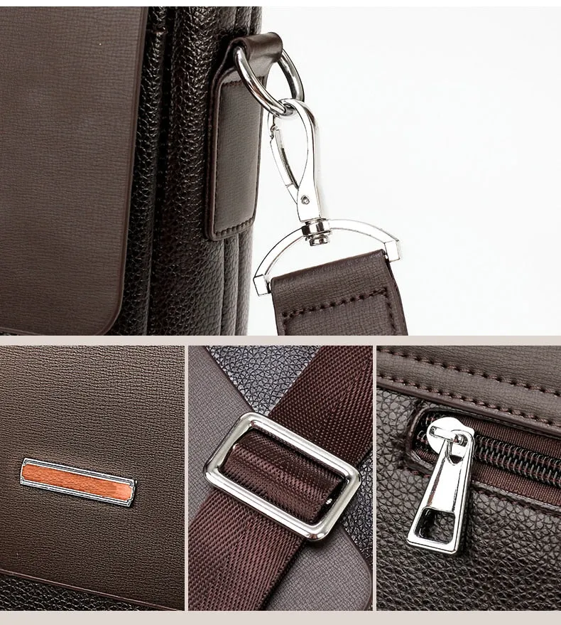 Famous Brand Business Men Briefcase Leather Laptop Handbag
