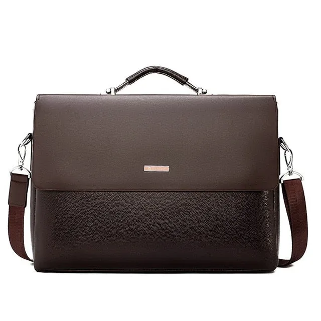 Famous Brand Business Men Briefcase Leather Laptop Handbag